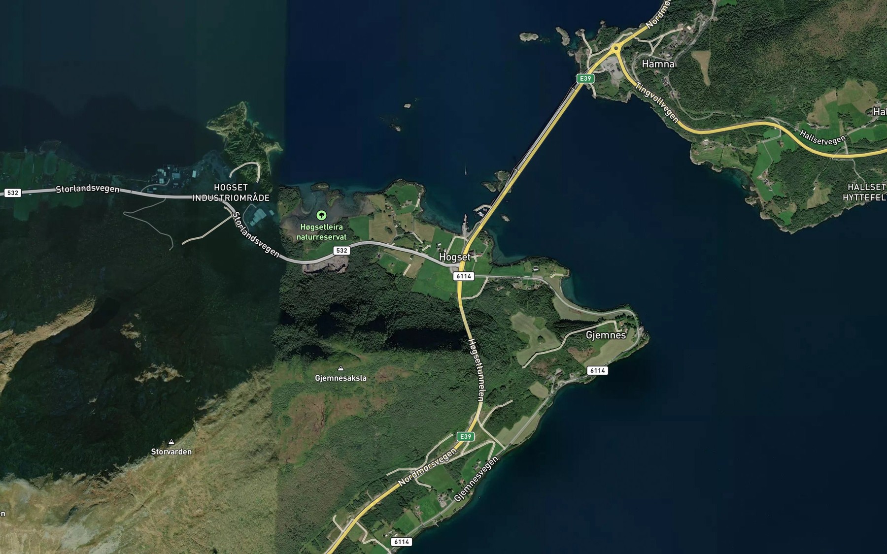 Satellite map of the Hogsetbekken