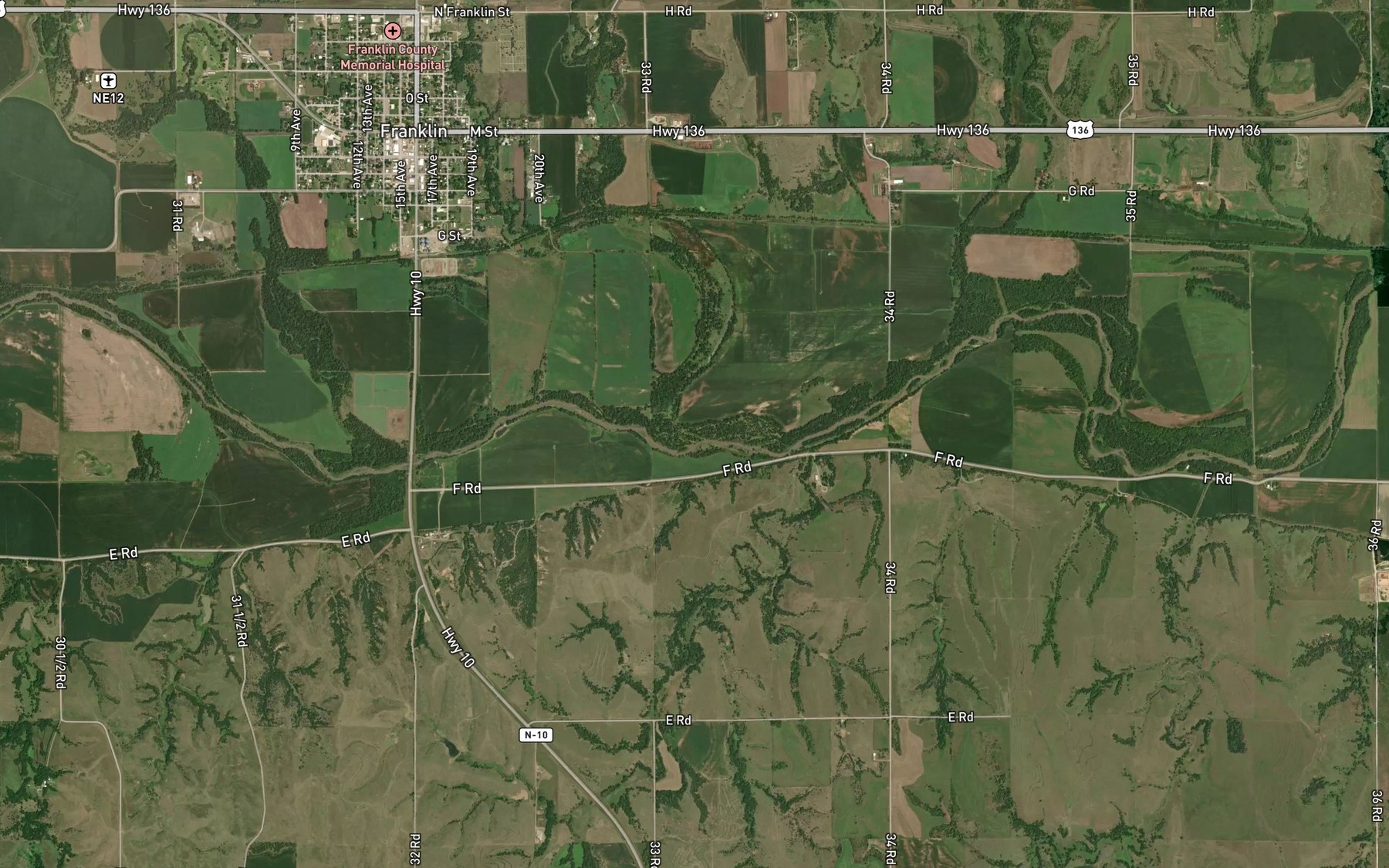 Satellite map of the Walnut Run