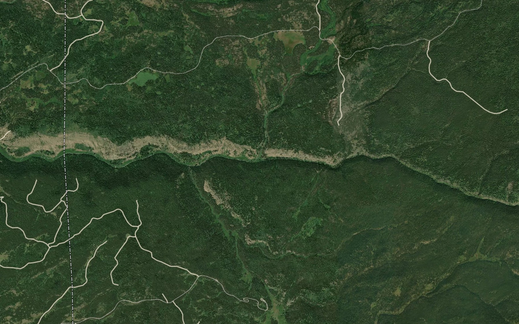 Satellite map of the Jackass Creek