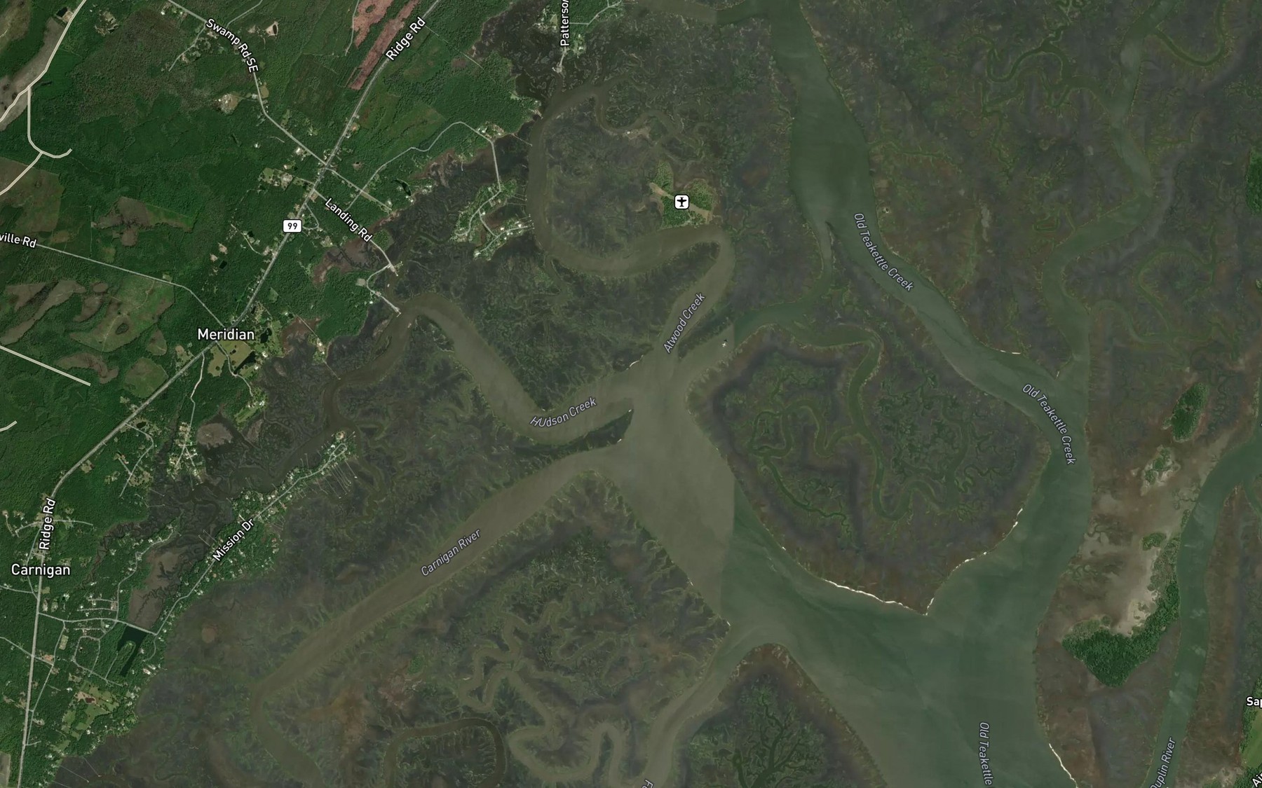 Satellite map of the Hudson Creek