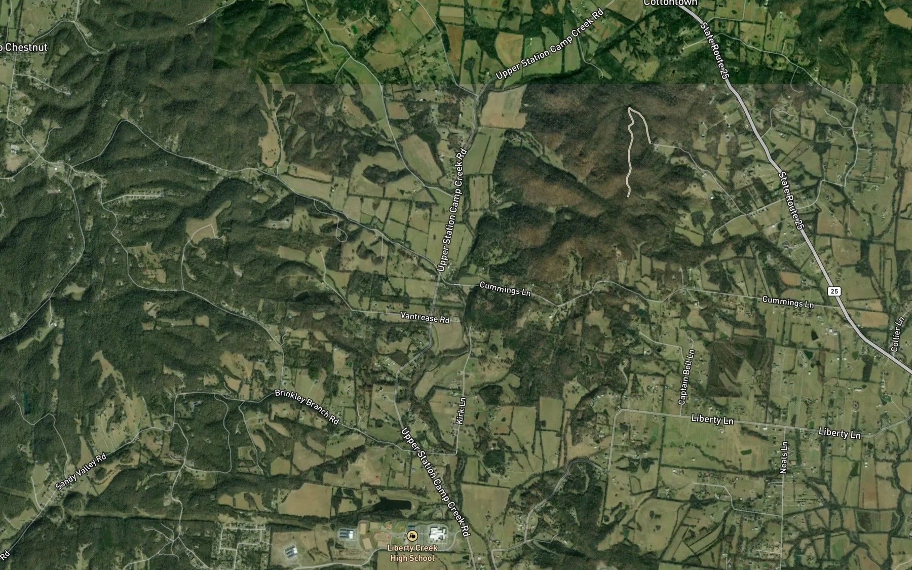 Satellite map of the Liggett Branch
