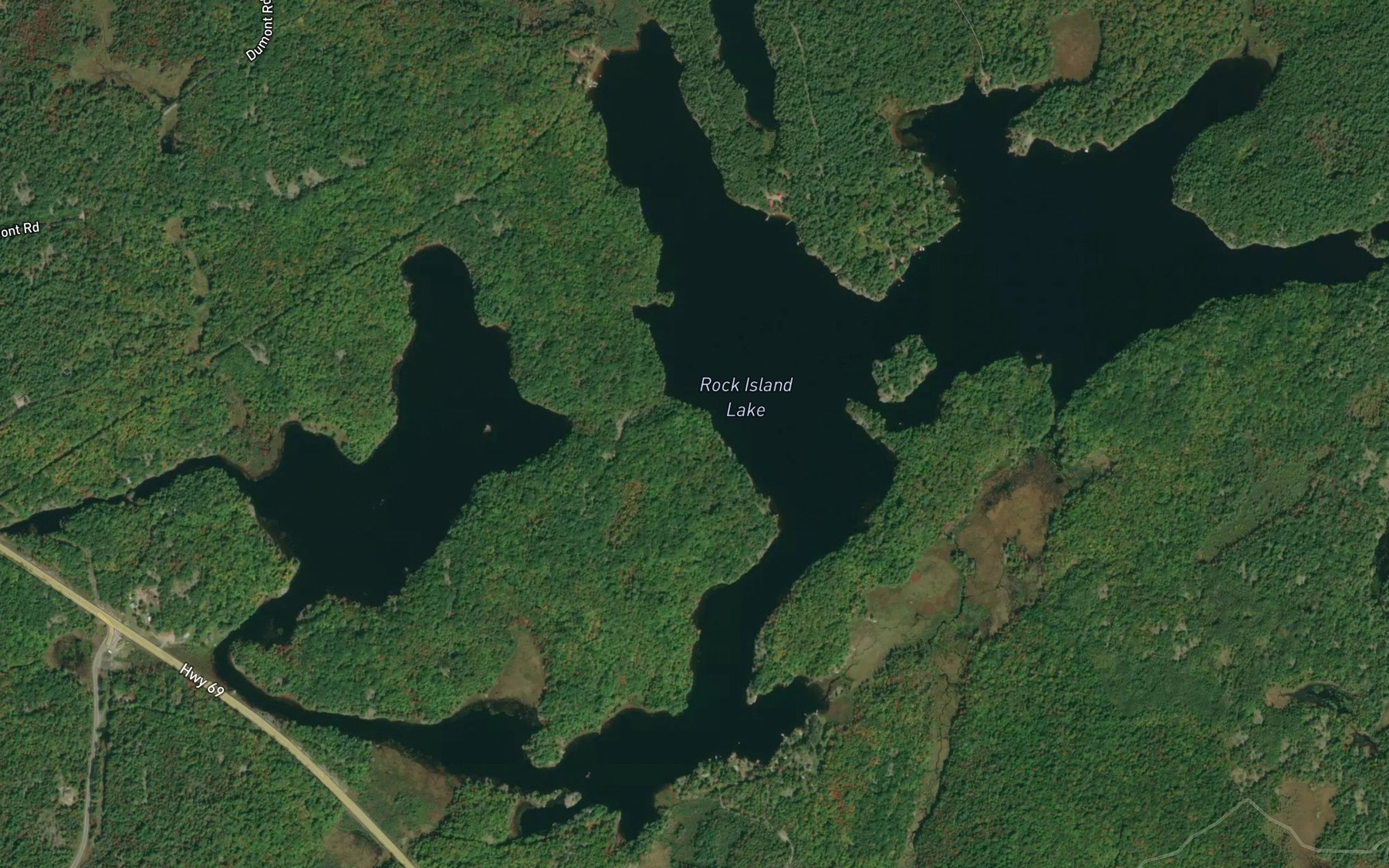 Satellite map of the Rock Island Lake