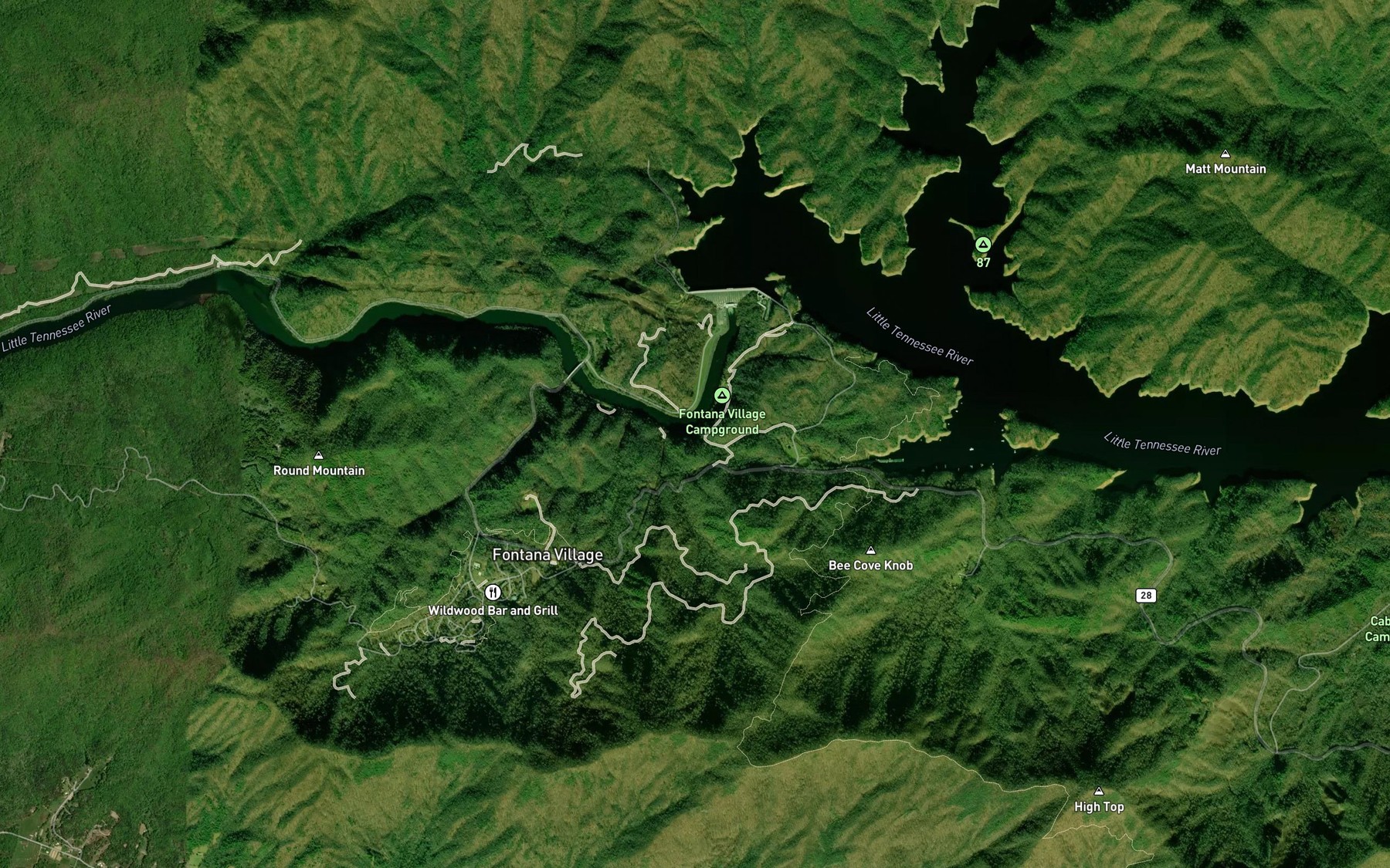 Satellite map of the Walker Branch