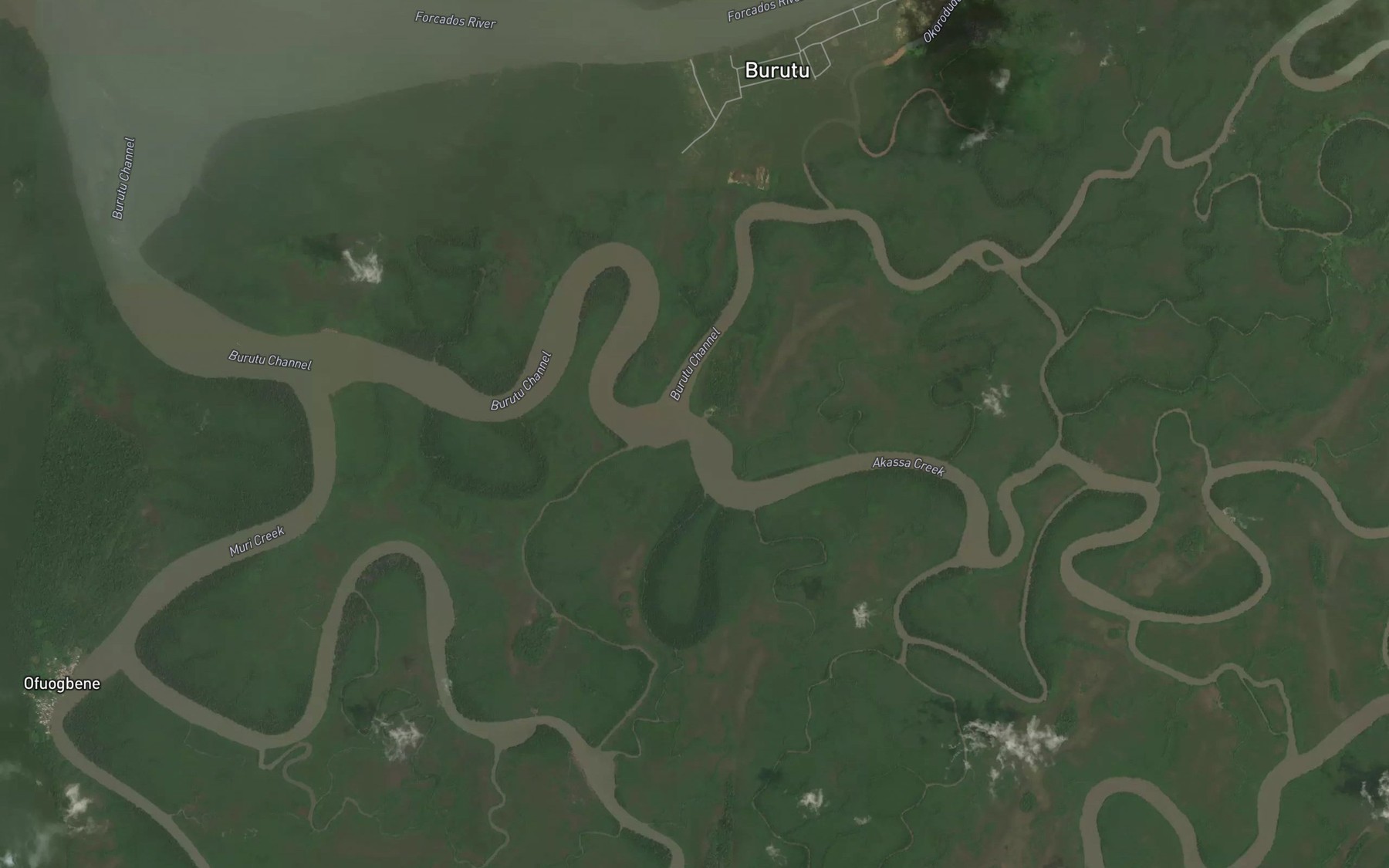 Satellite map of the Akassa Creek