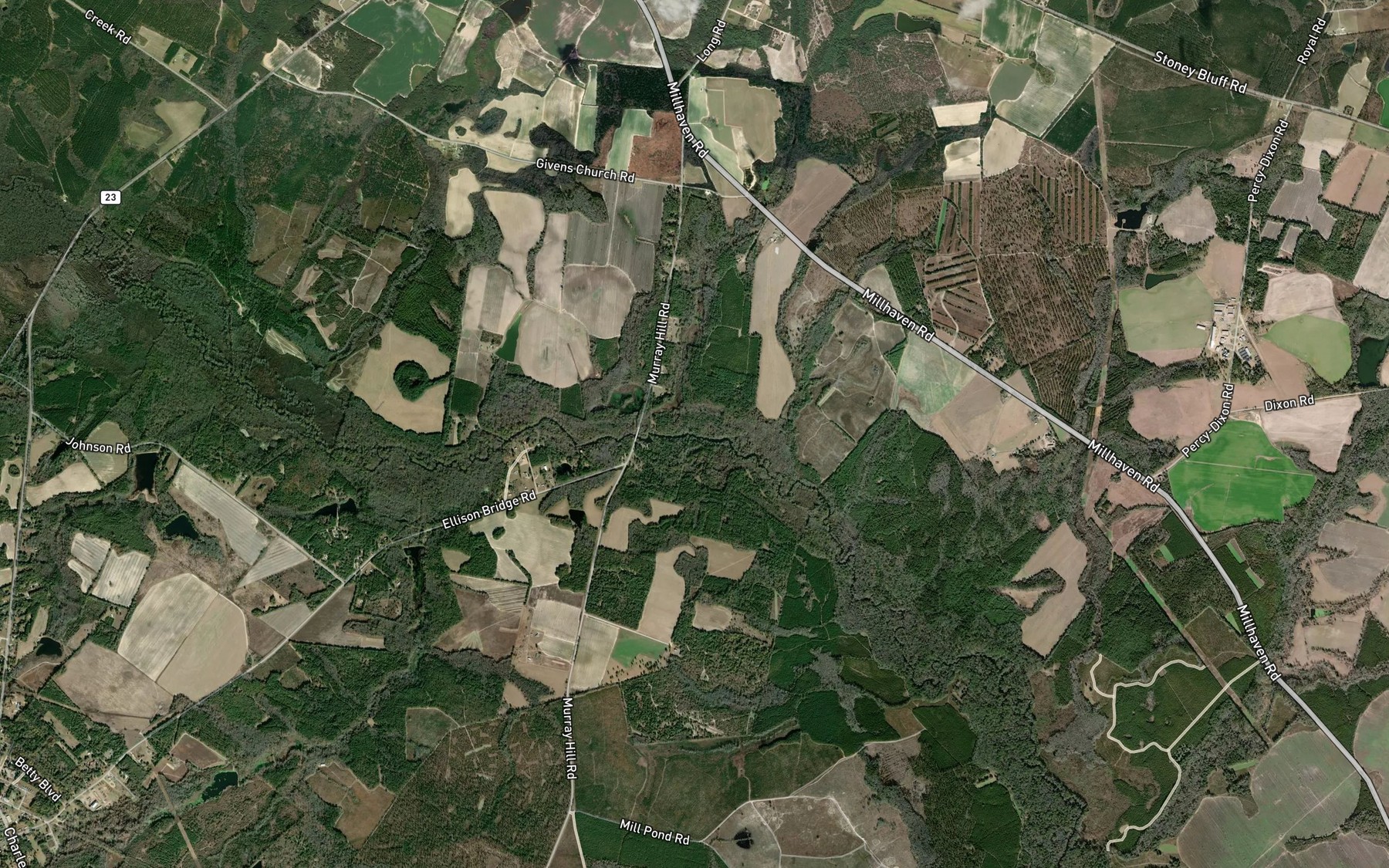 Satellite map of the Rocky Creek