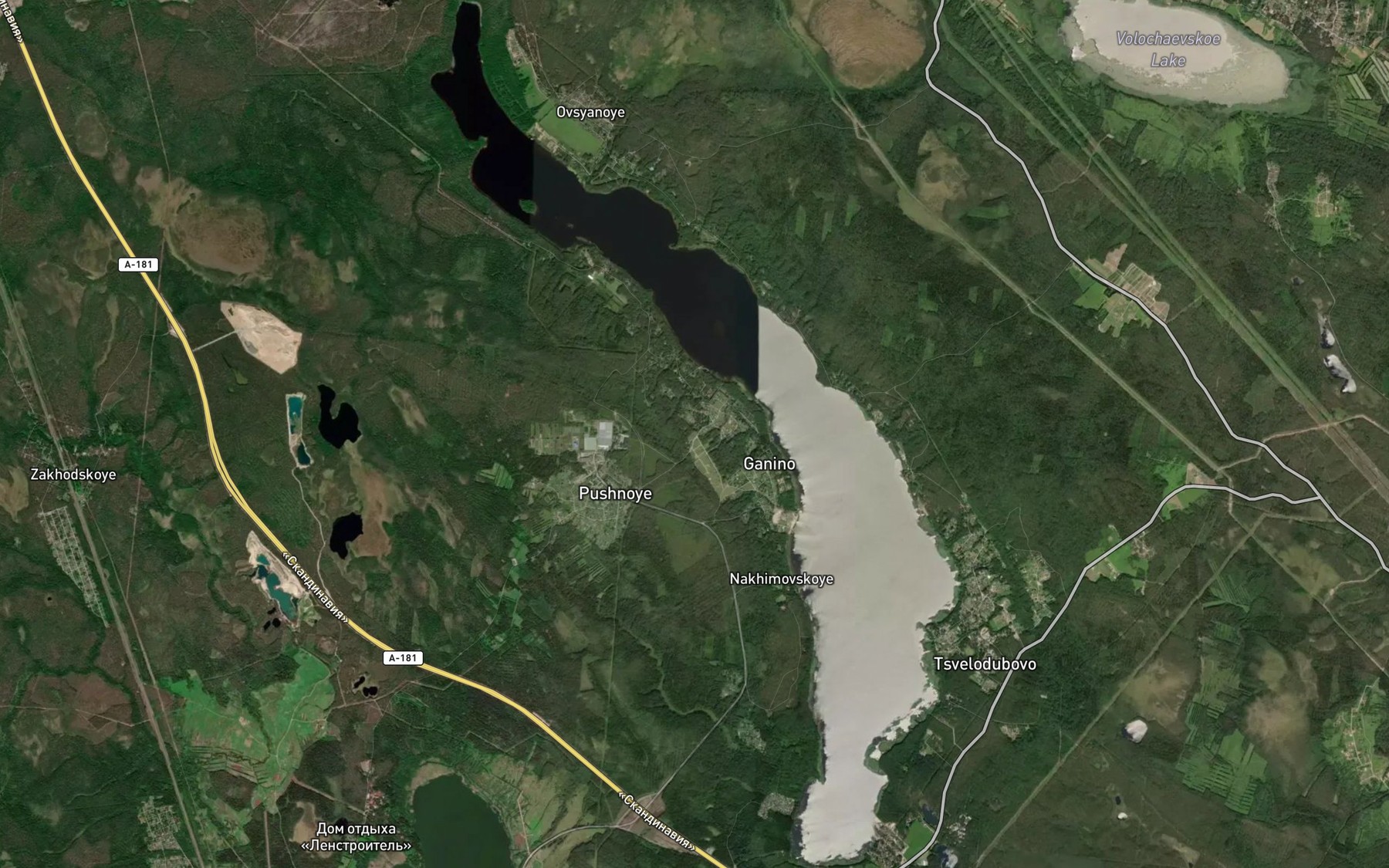 Satellite map of the Ozero Nakhimovskoye