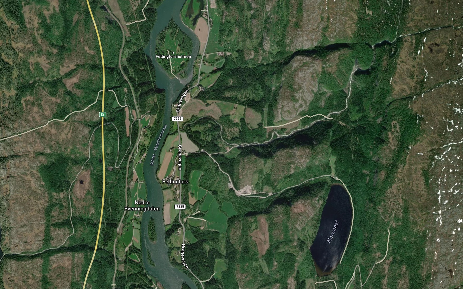 Satellite map of the Almdalselva