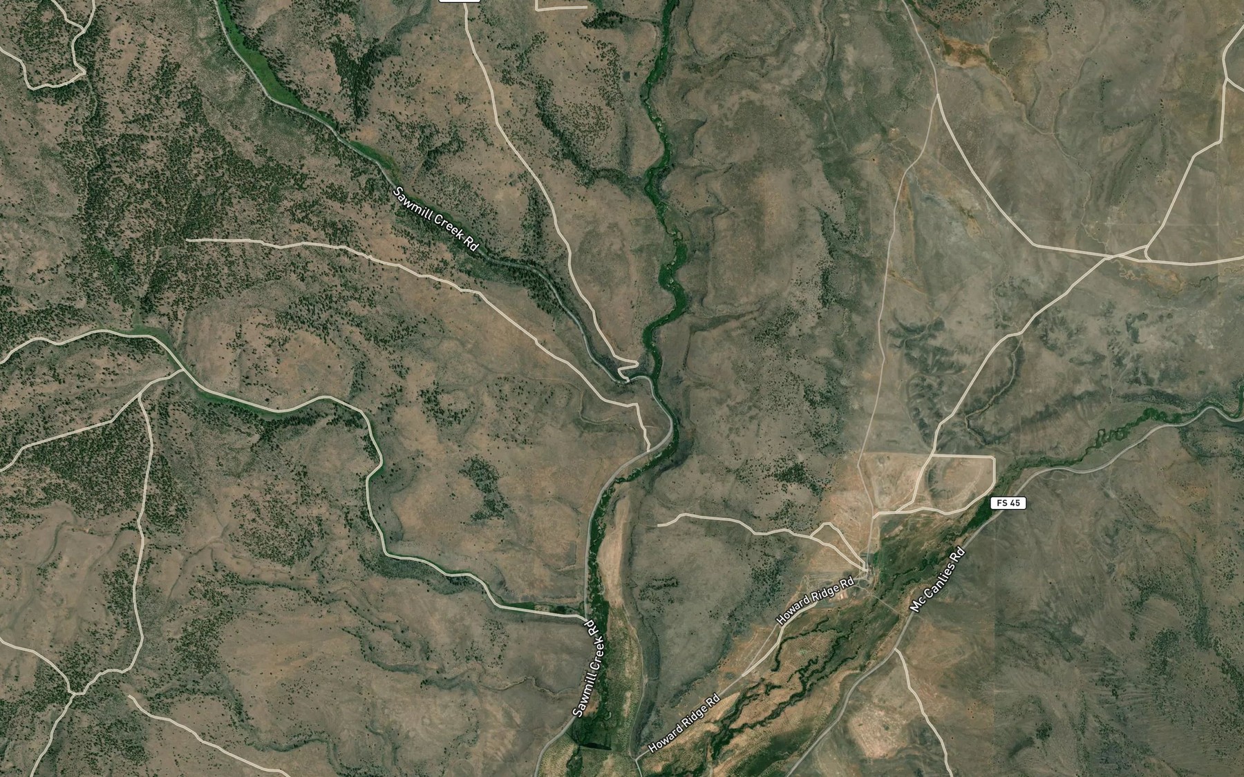 Satellite map of the Sawmill Creek