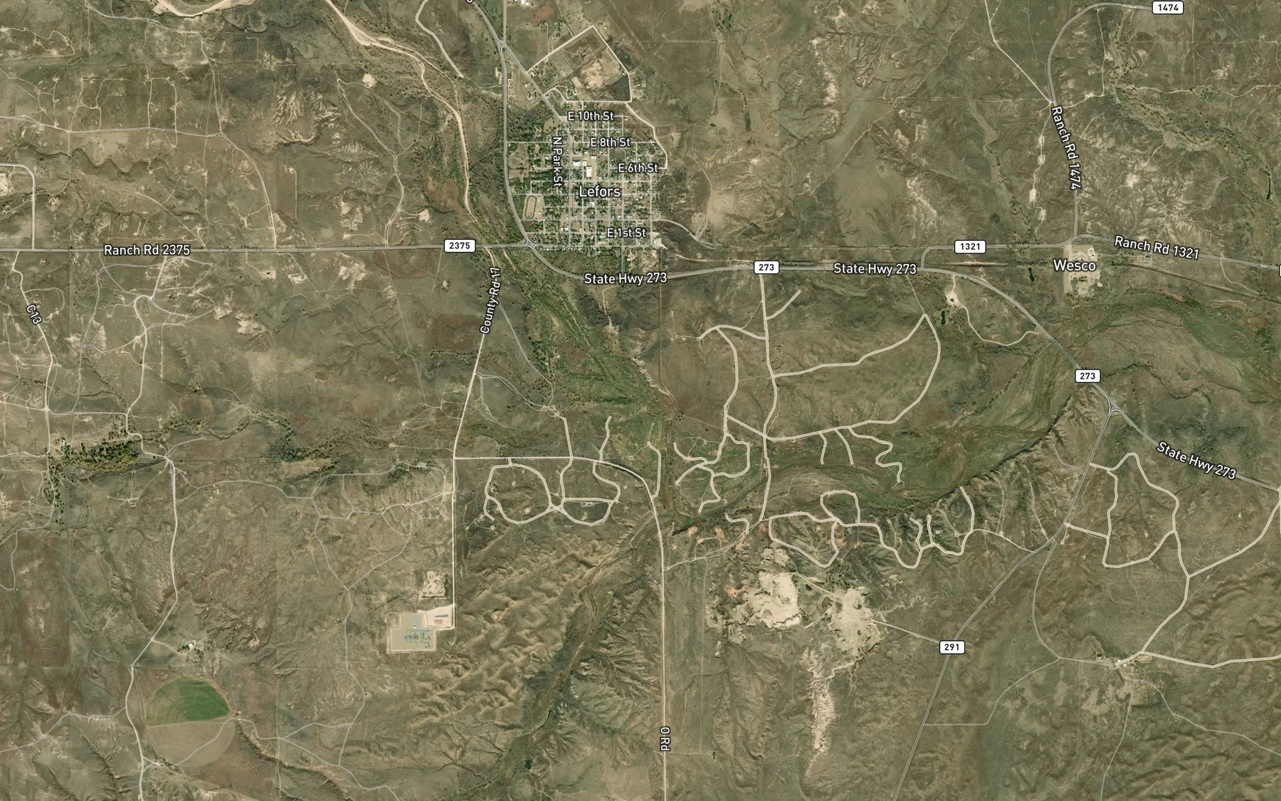 Satellite map of the Grapevine Creek