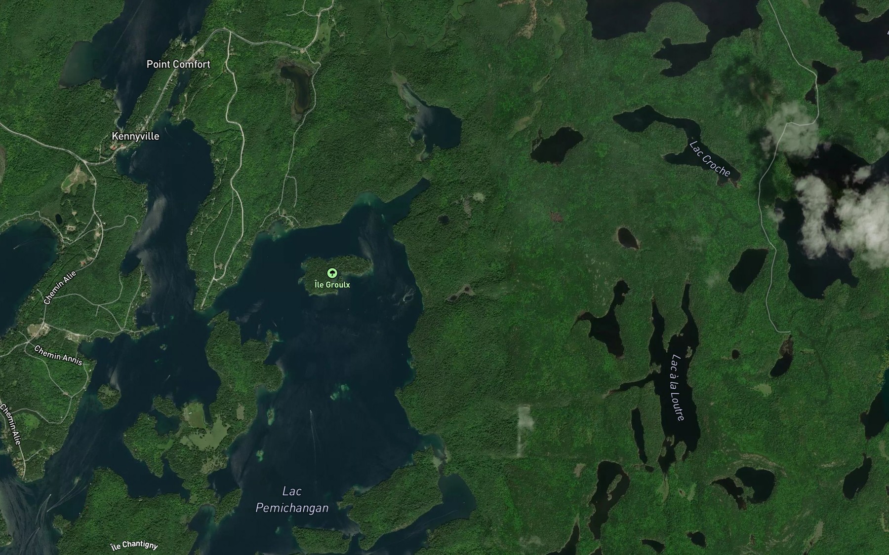 Satellite map of the Lacs Poumons
