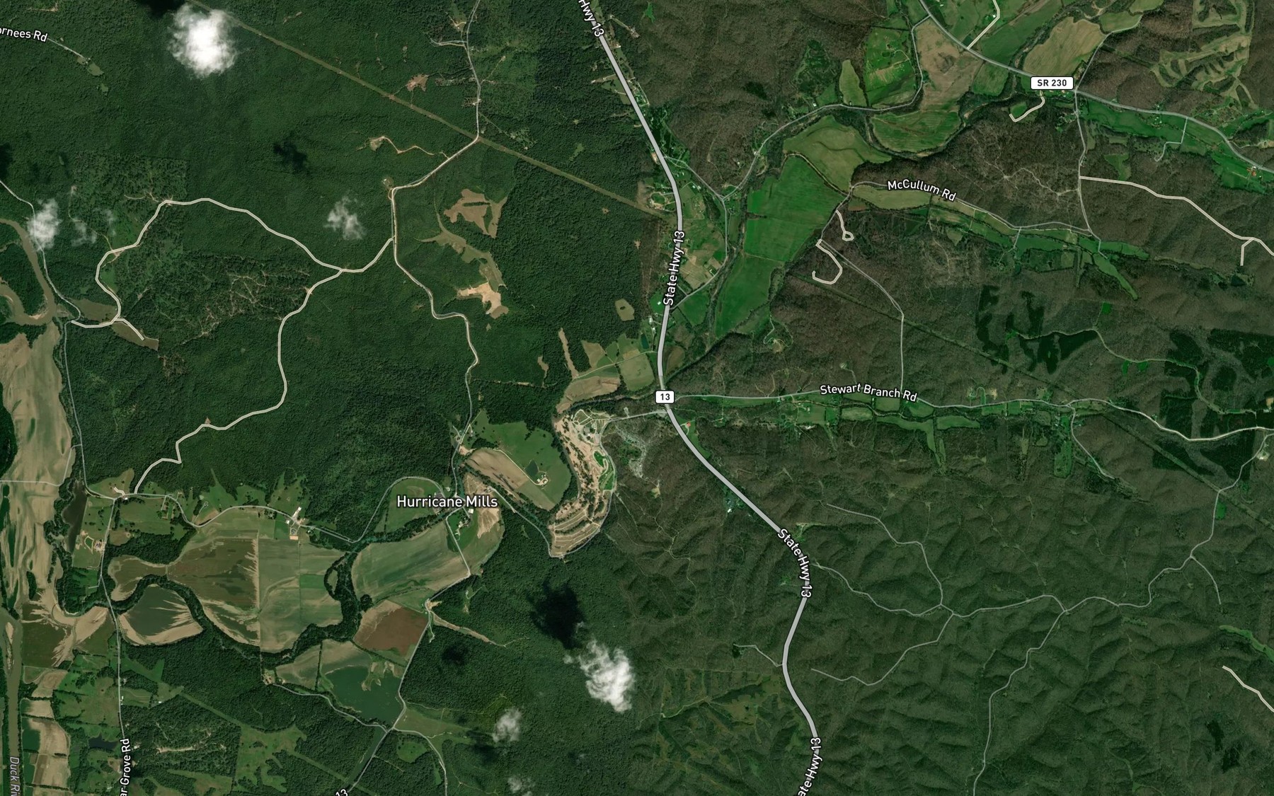 Satellite map of the Stewart Branch