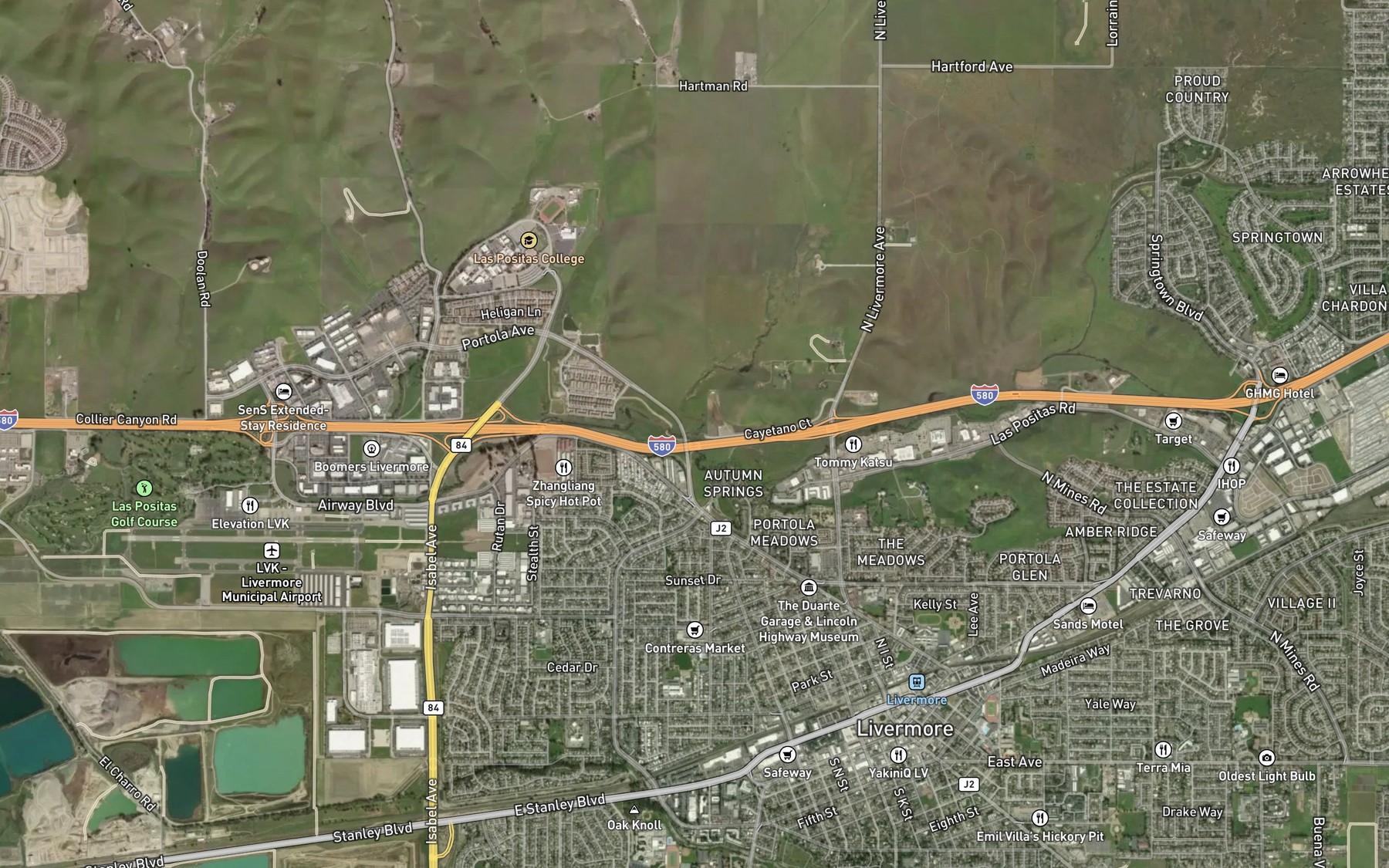 Satellite map of the Cayetano Creek