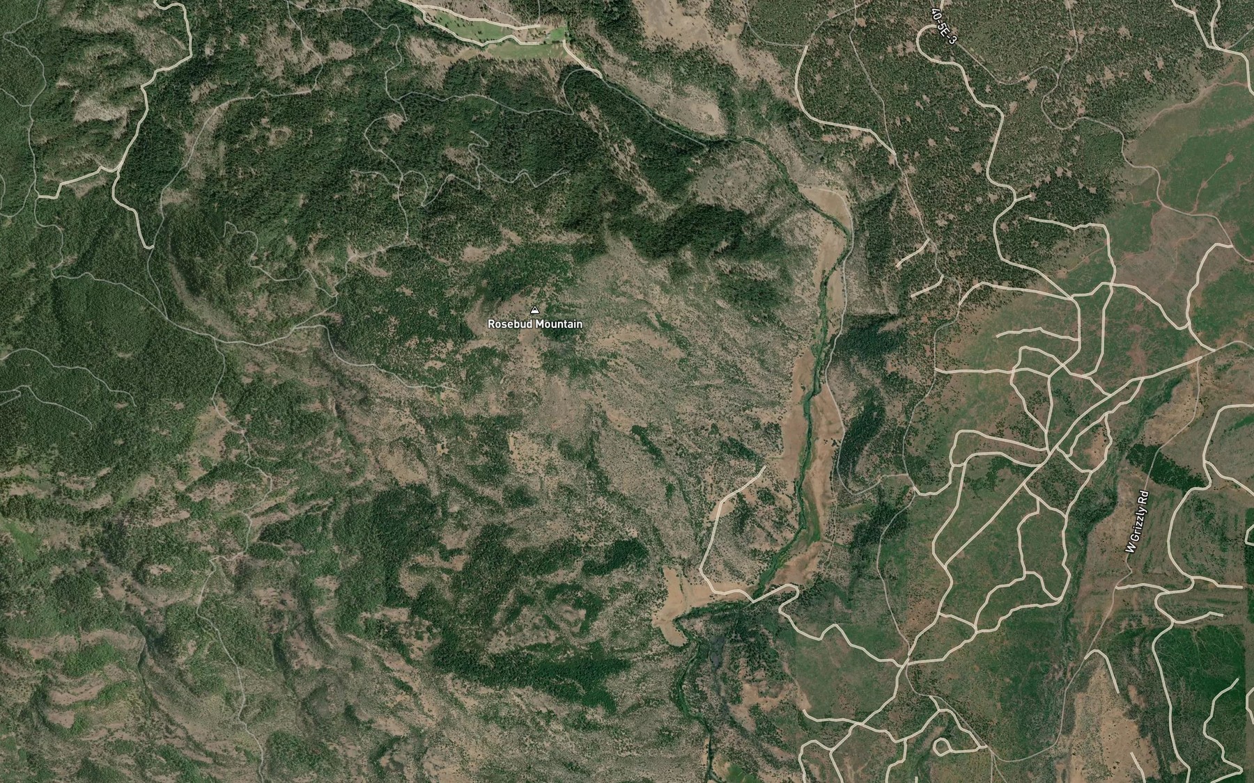 Satellite map of the Rosebud Reservoir
