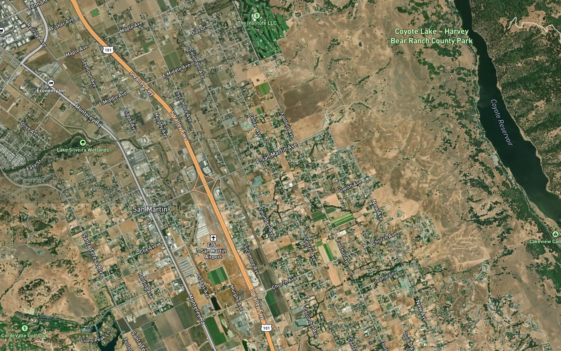 Satellite map of the Center Creek