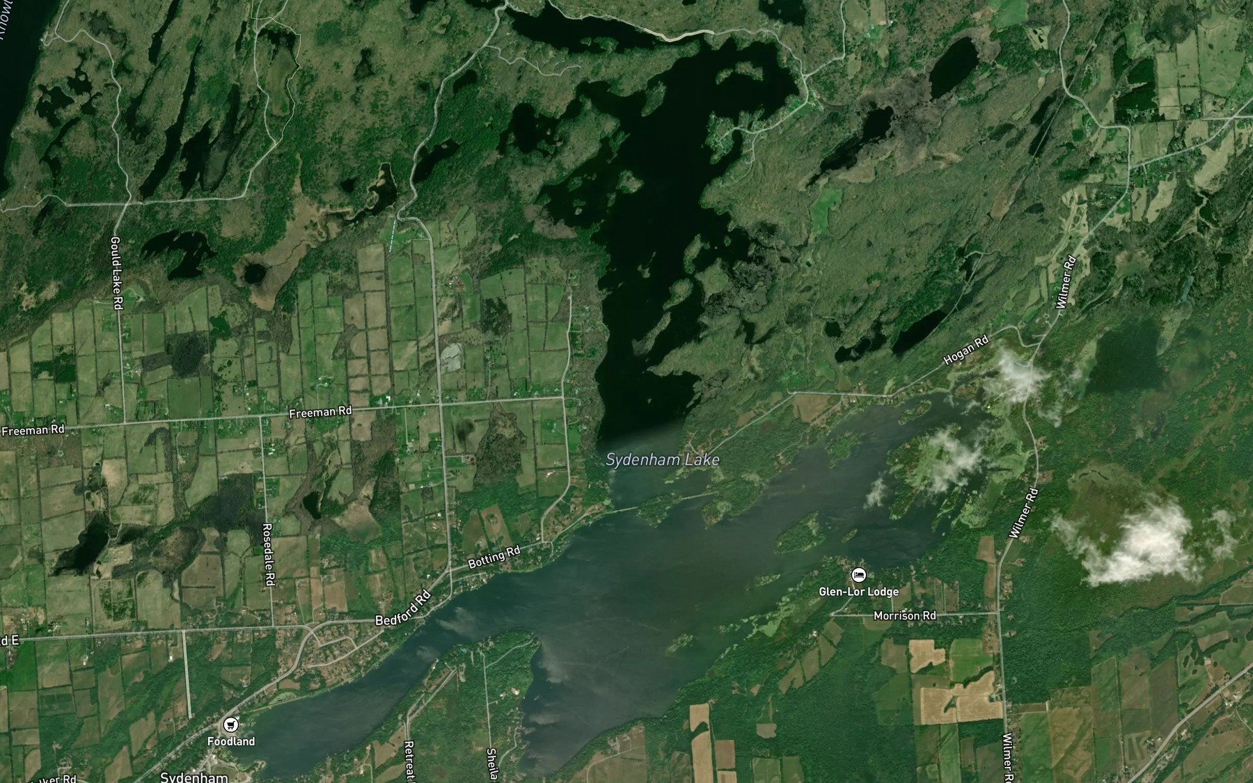 Satellite map of the Sydenham Lake