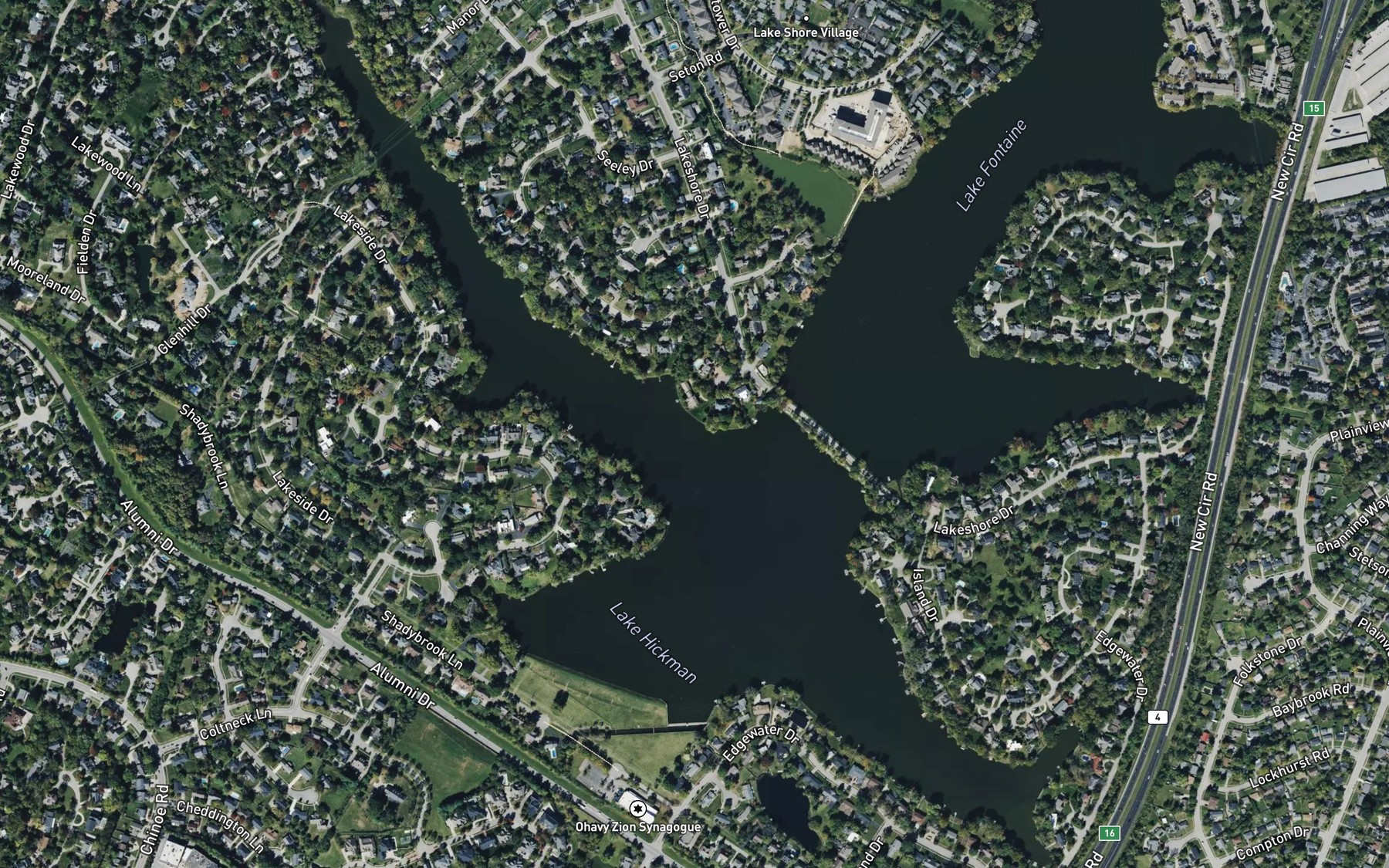 Satellite map of the Lake Hickman