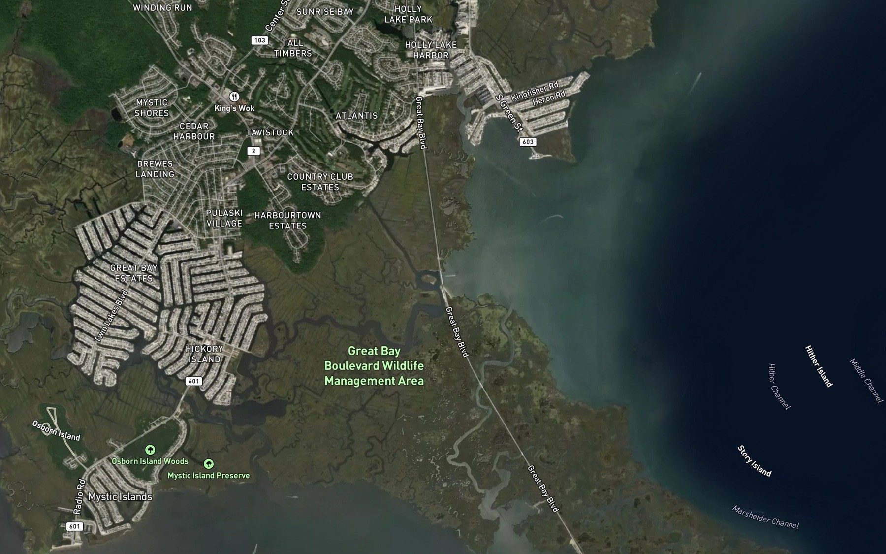 Satellite map of the Big Thorofare