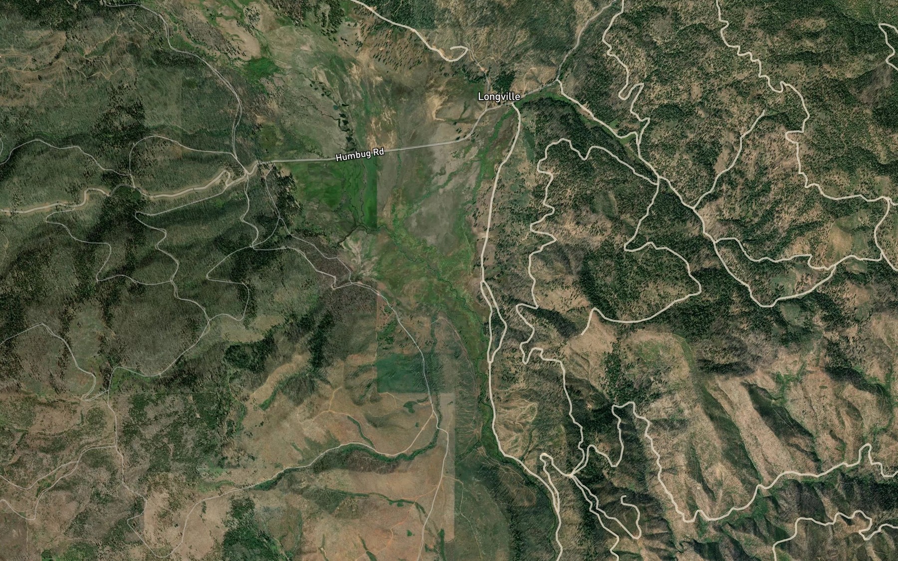 Satellite map of the Humbug Creek
