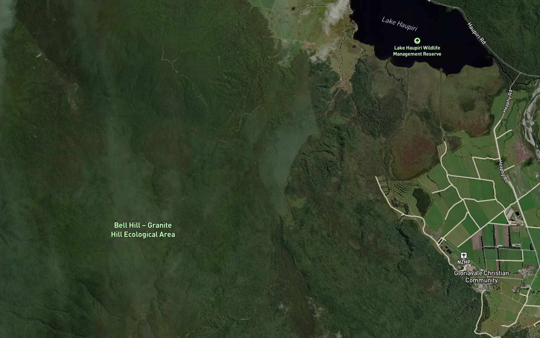 Satellite map of the Boatmans Creek