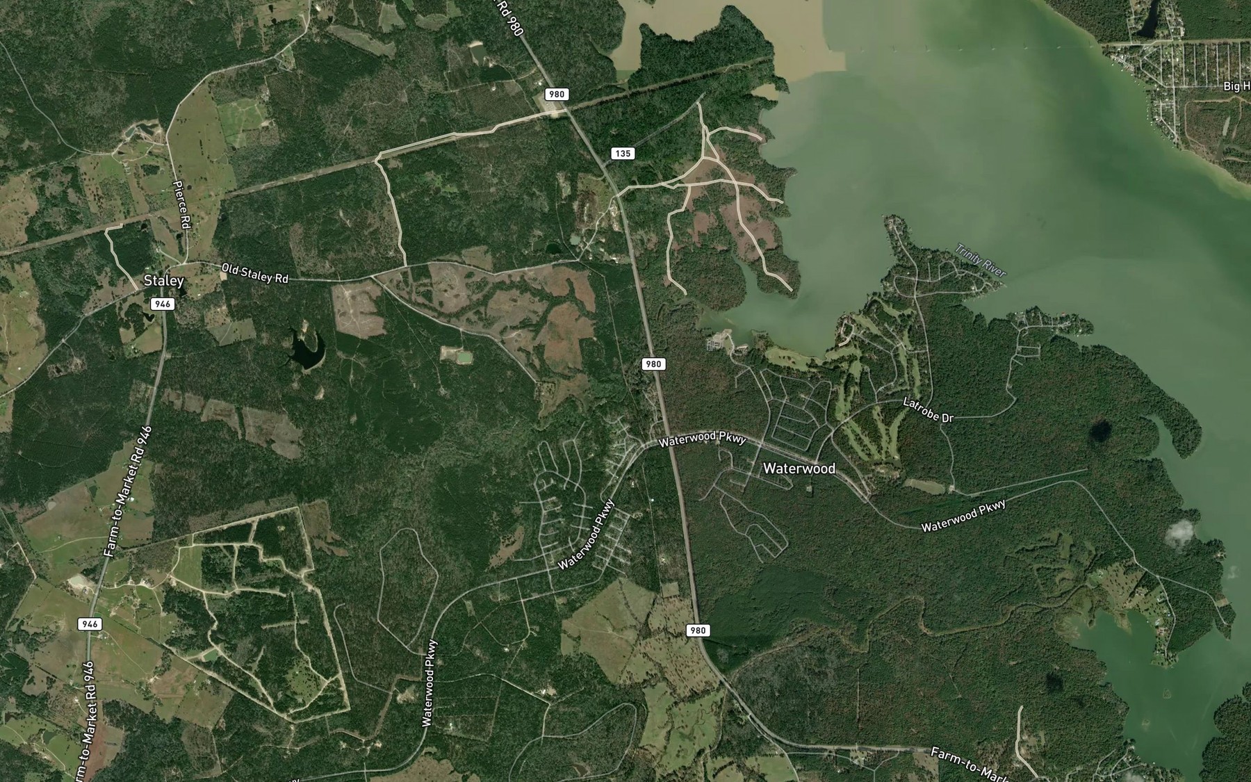 Satellite map of the Pools Creek
