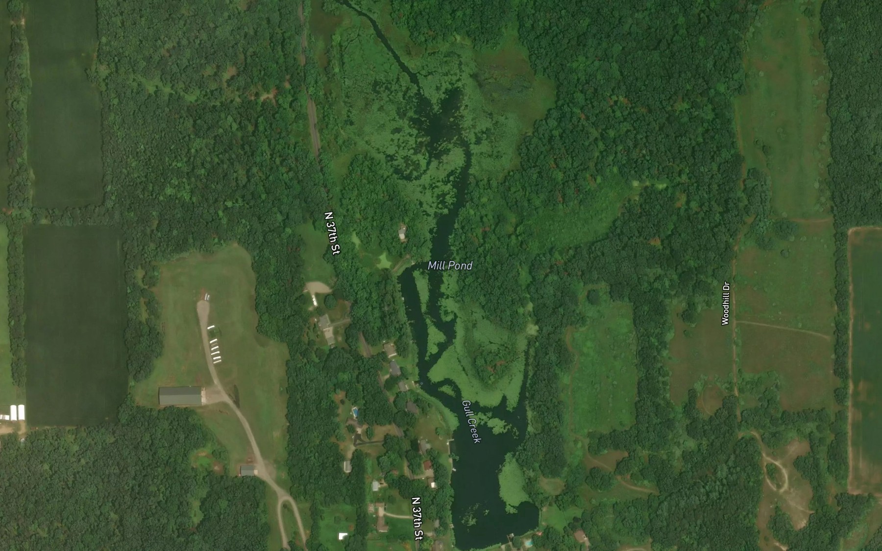 Satellite map of the Mill Pond