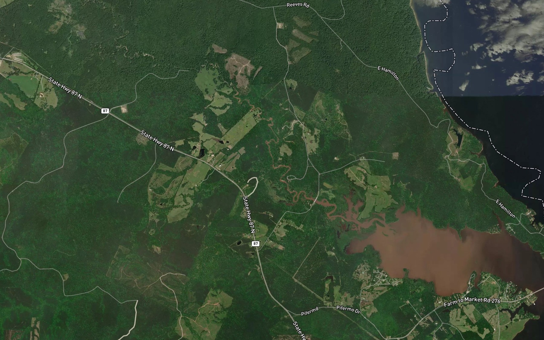 Satellite map of the Bourghs Creek