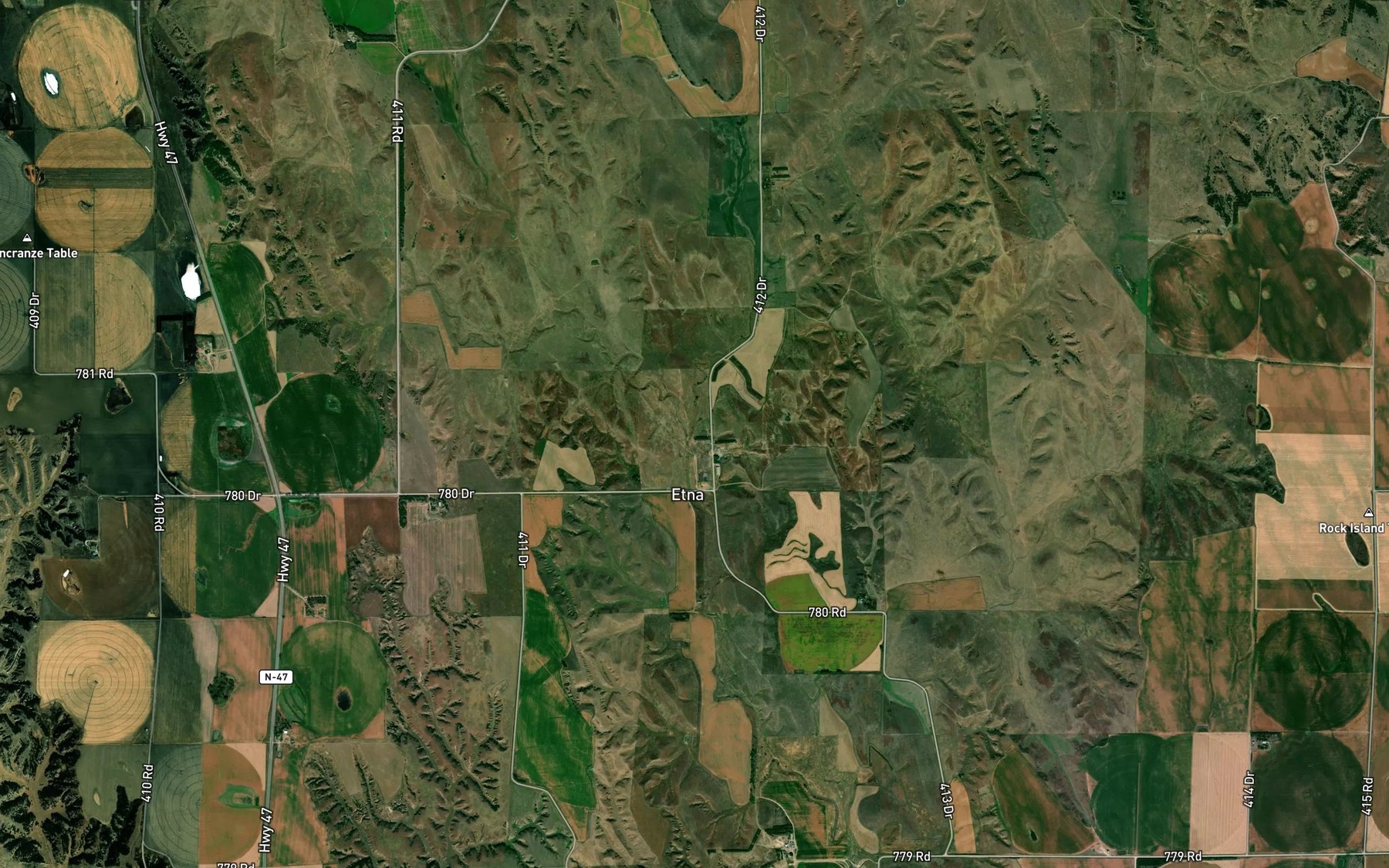 Satellite map of the East Buffalo Creek