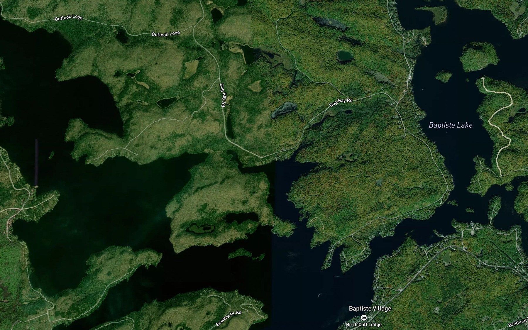Satellite map of the Hound Creek