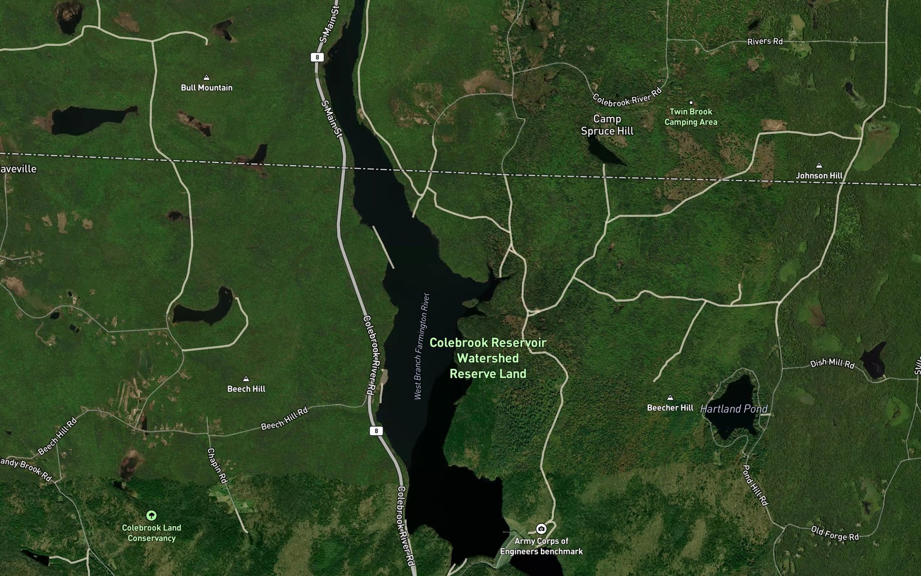 Satellite map of the Slocum Brook
