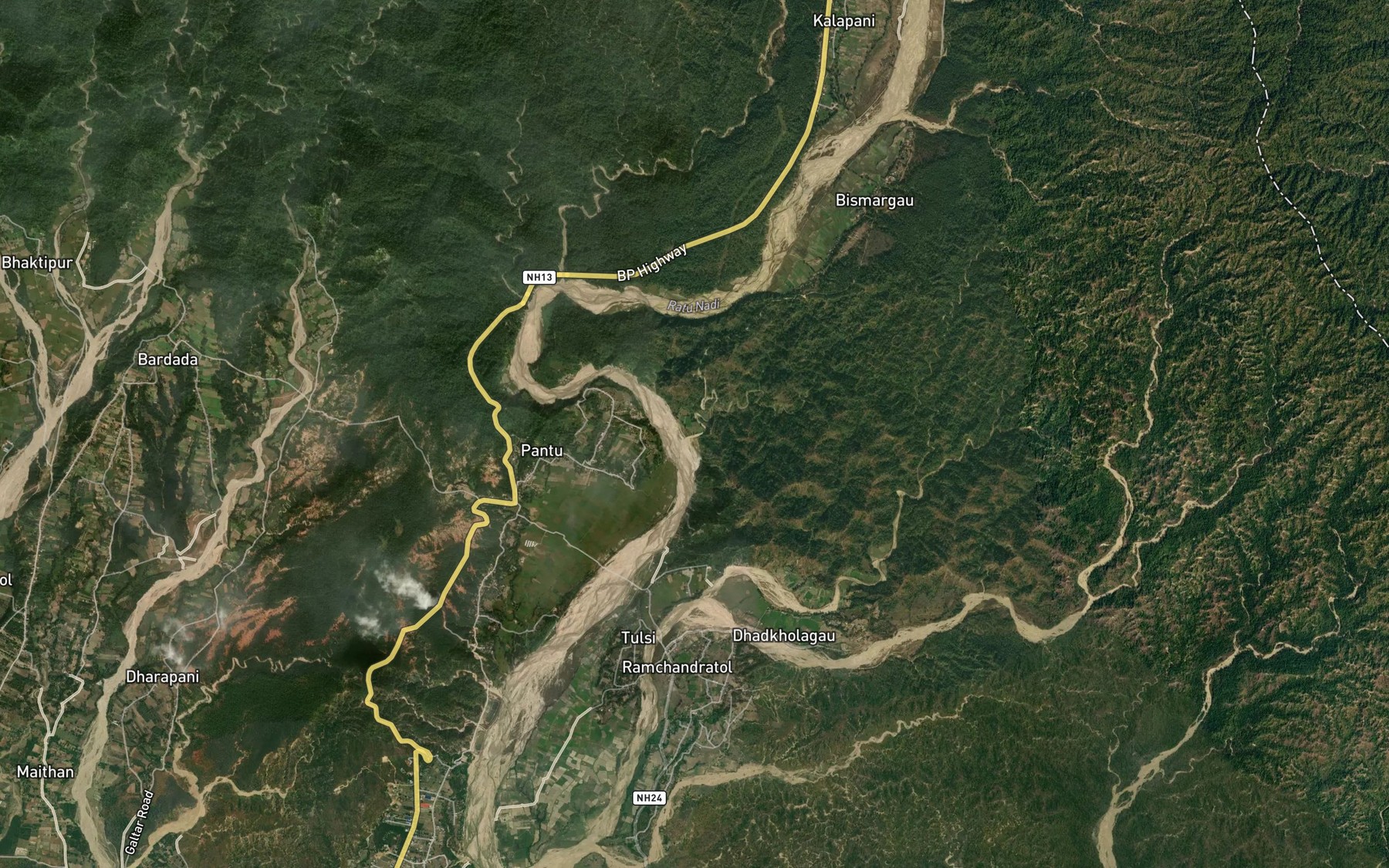 Satellite map of the Bimire Khola