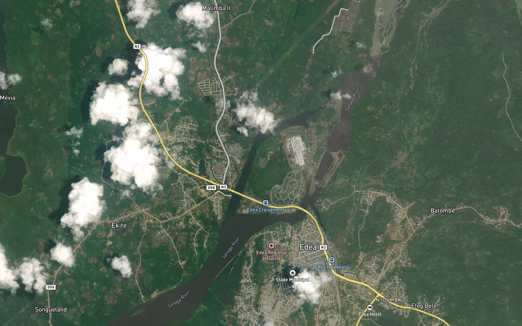Satellite map of the Mangombe