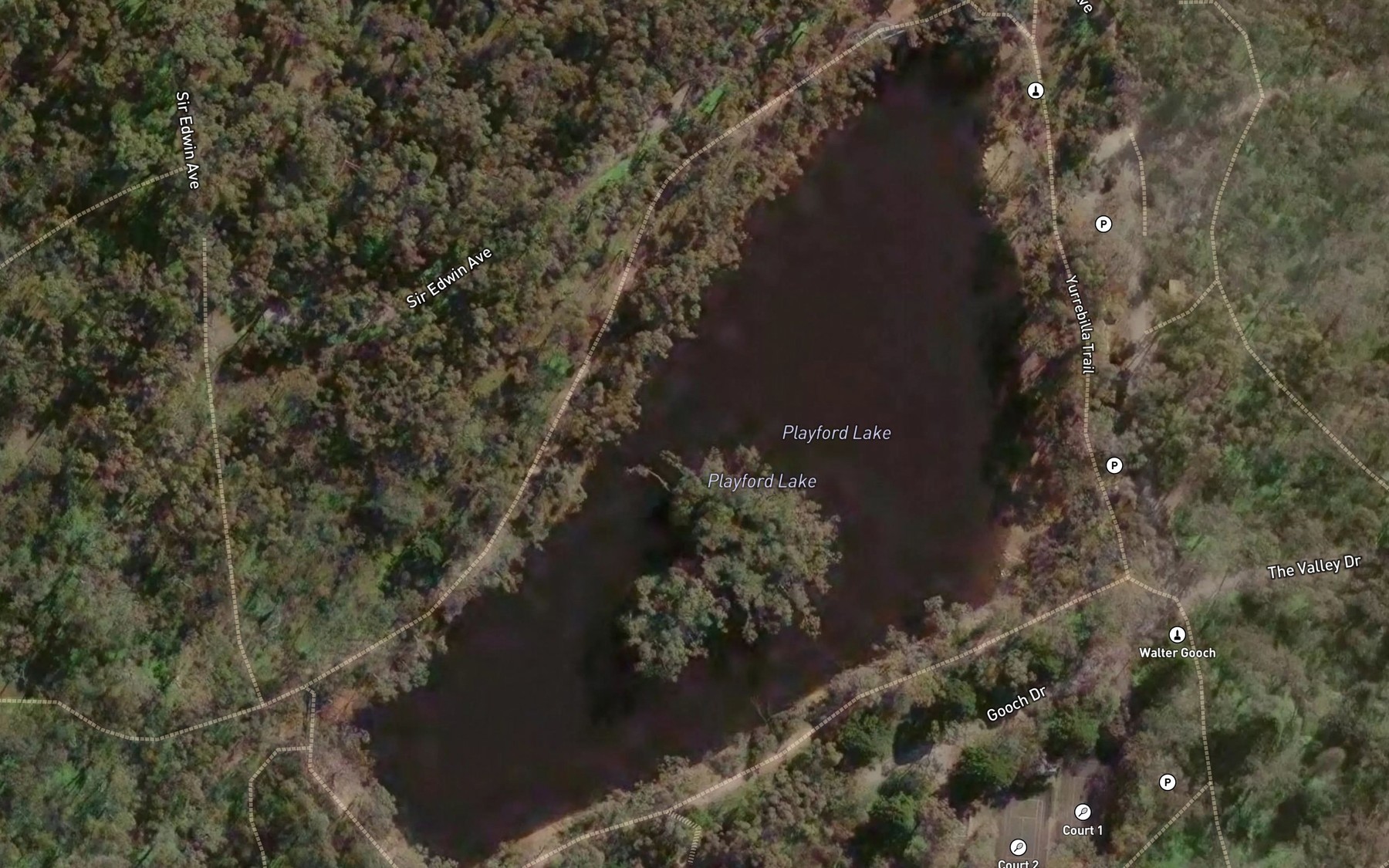 Satellite map of the Playford Lake