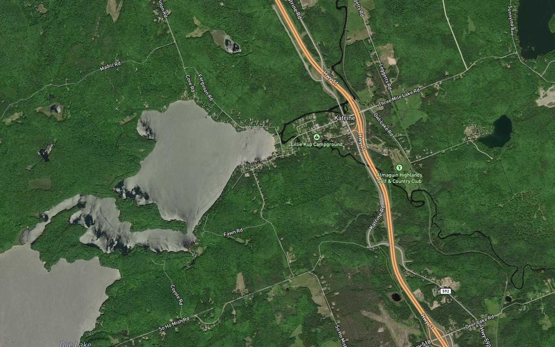 Satellite map of the Lawtons Cove