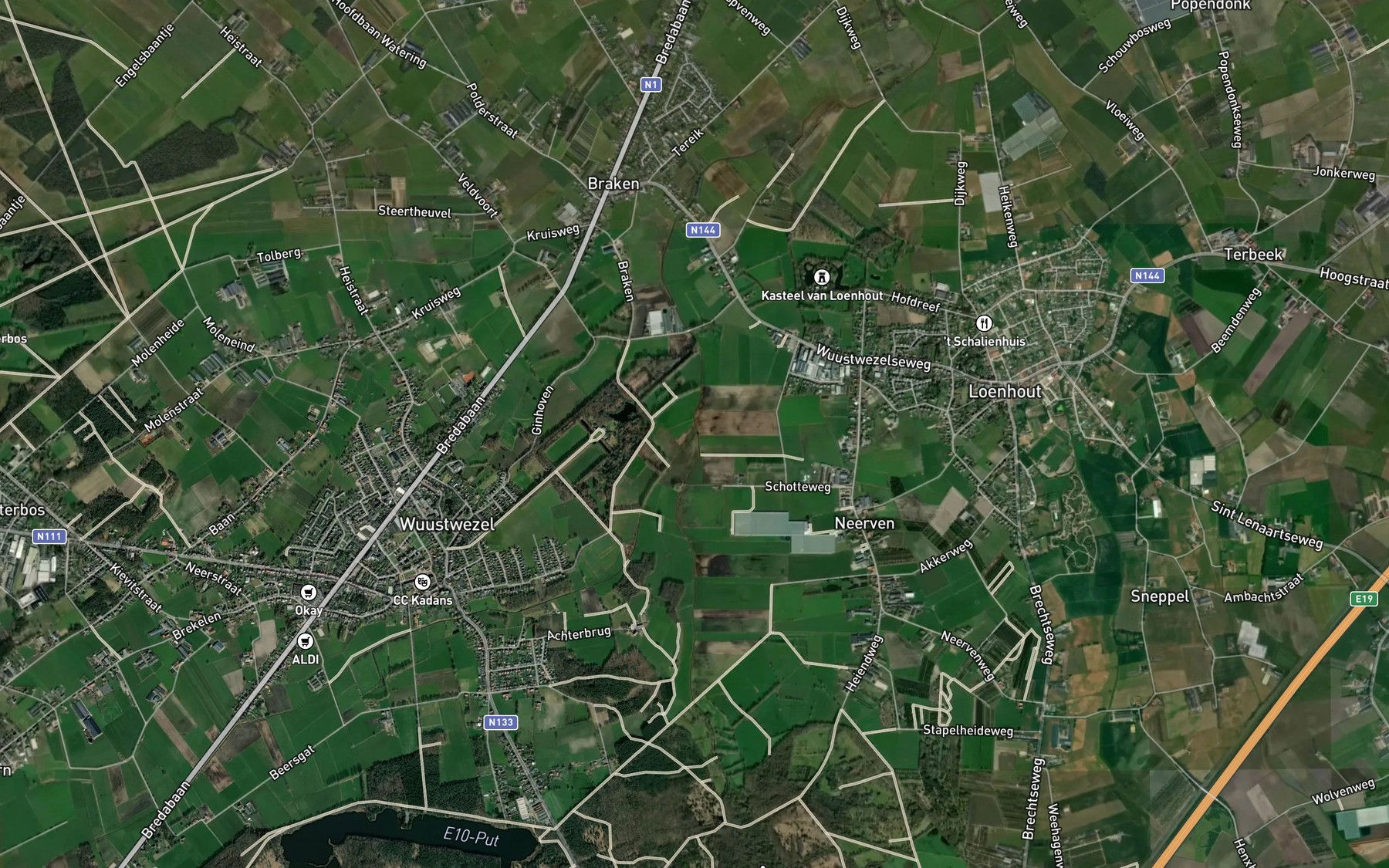 Satellite map of the Kleine Aa