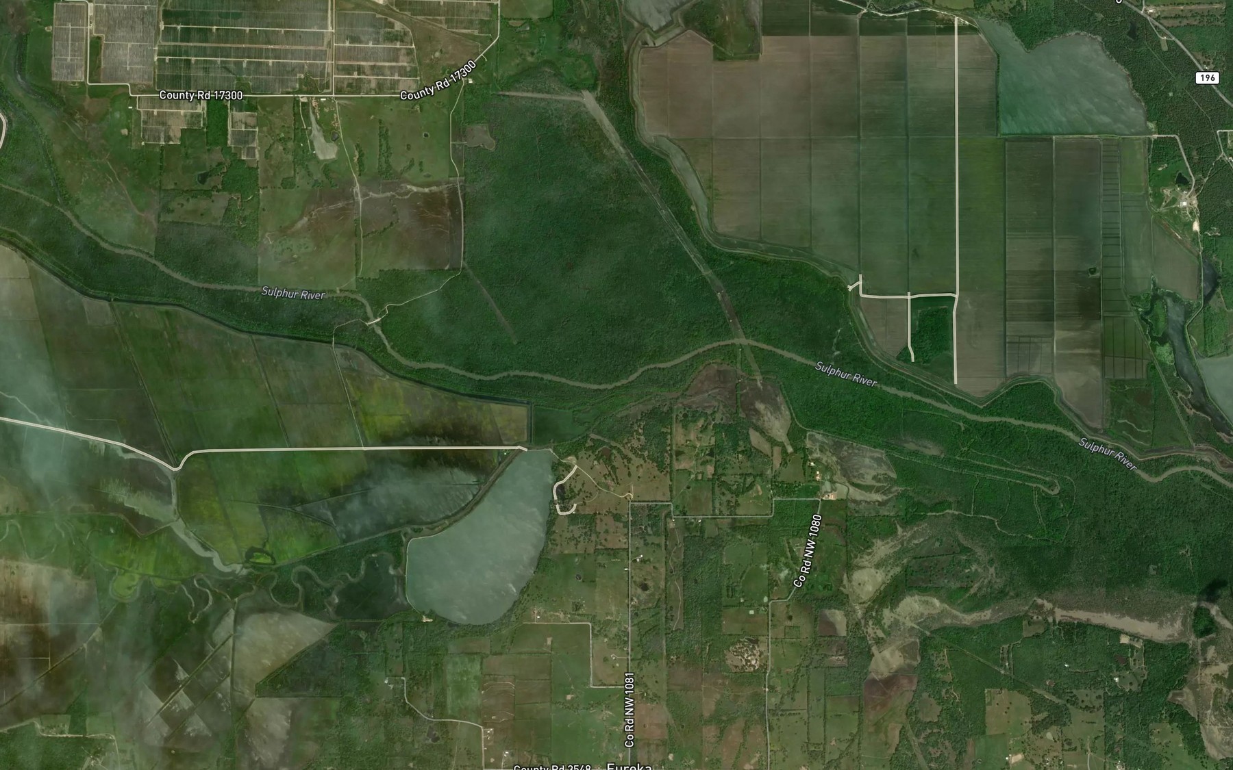 Satellite map of the South Sulphur River