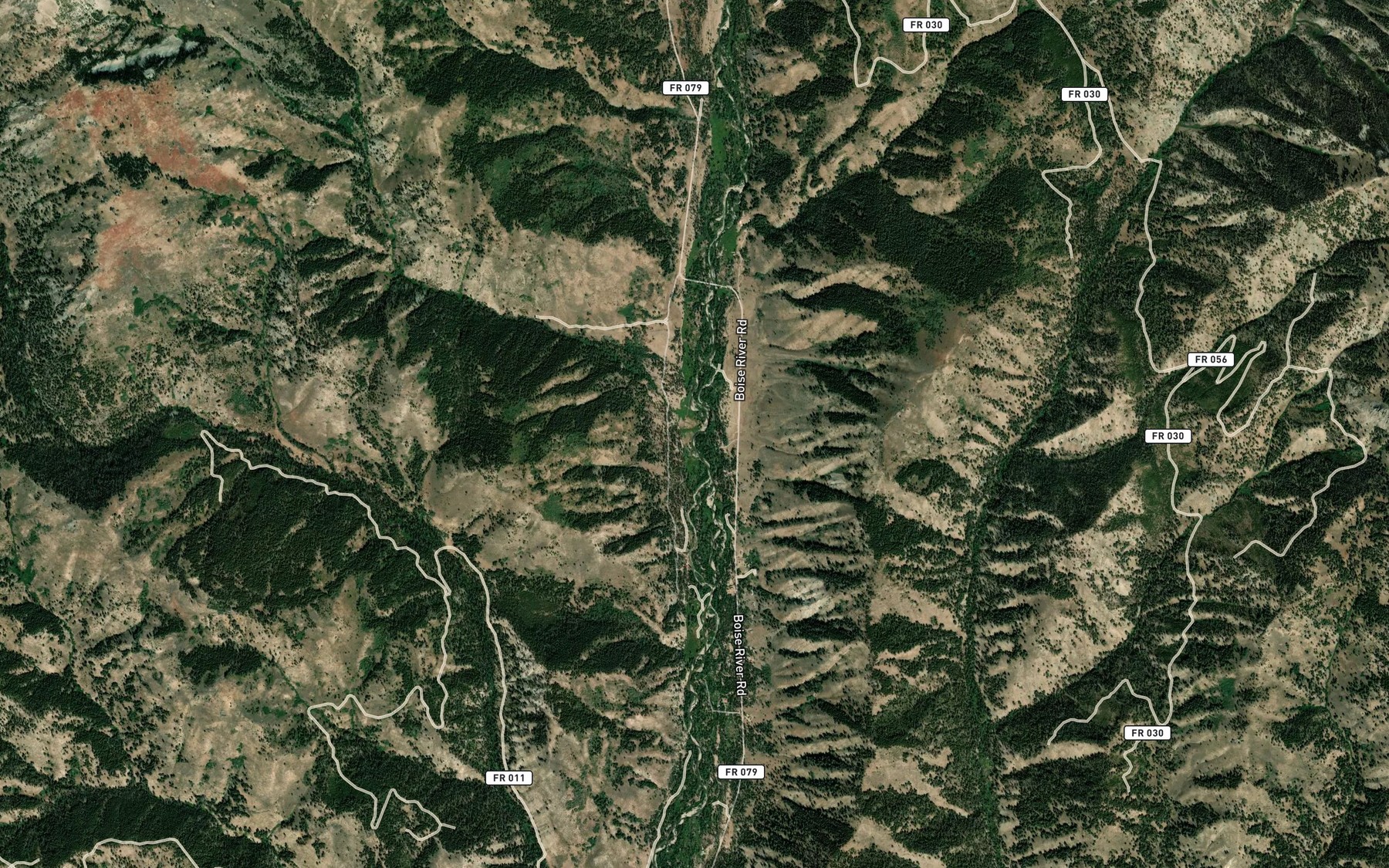 Satellite map of the Bridge Creek