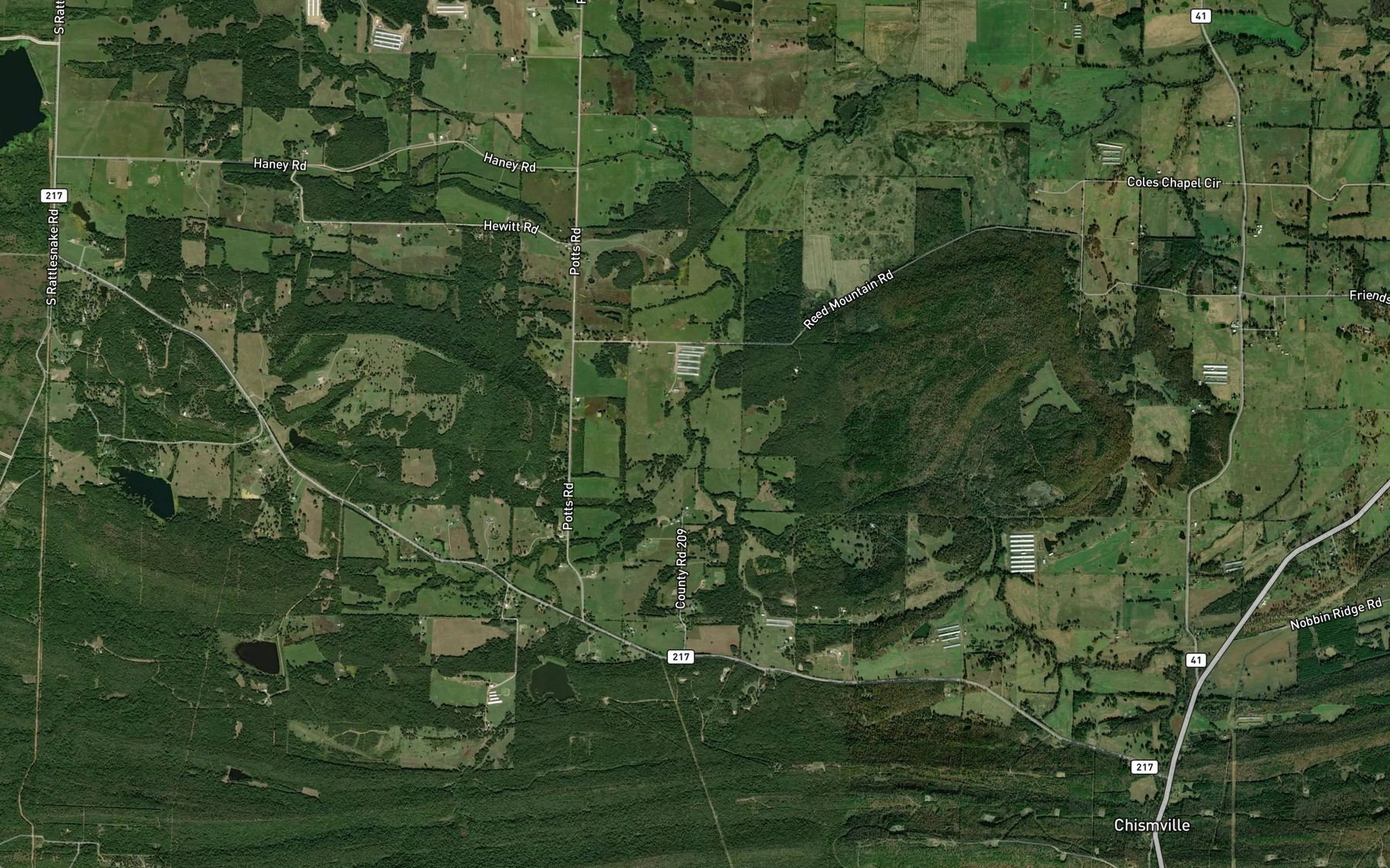 Satellite map of the Rattlesnake Creek