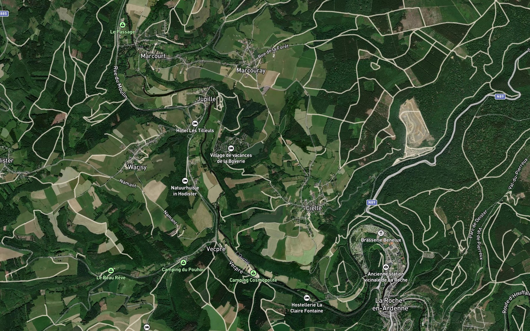 Satellite map of the Halleux