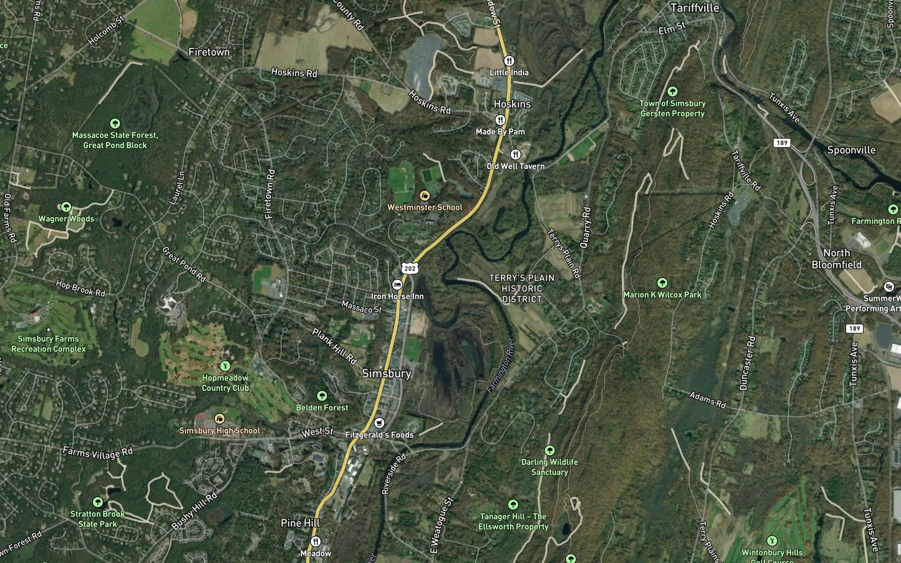 Satellite map of the Owens Brook