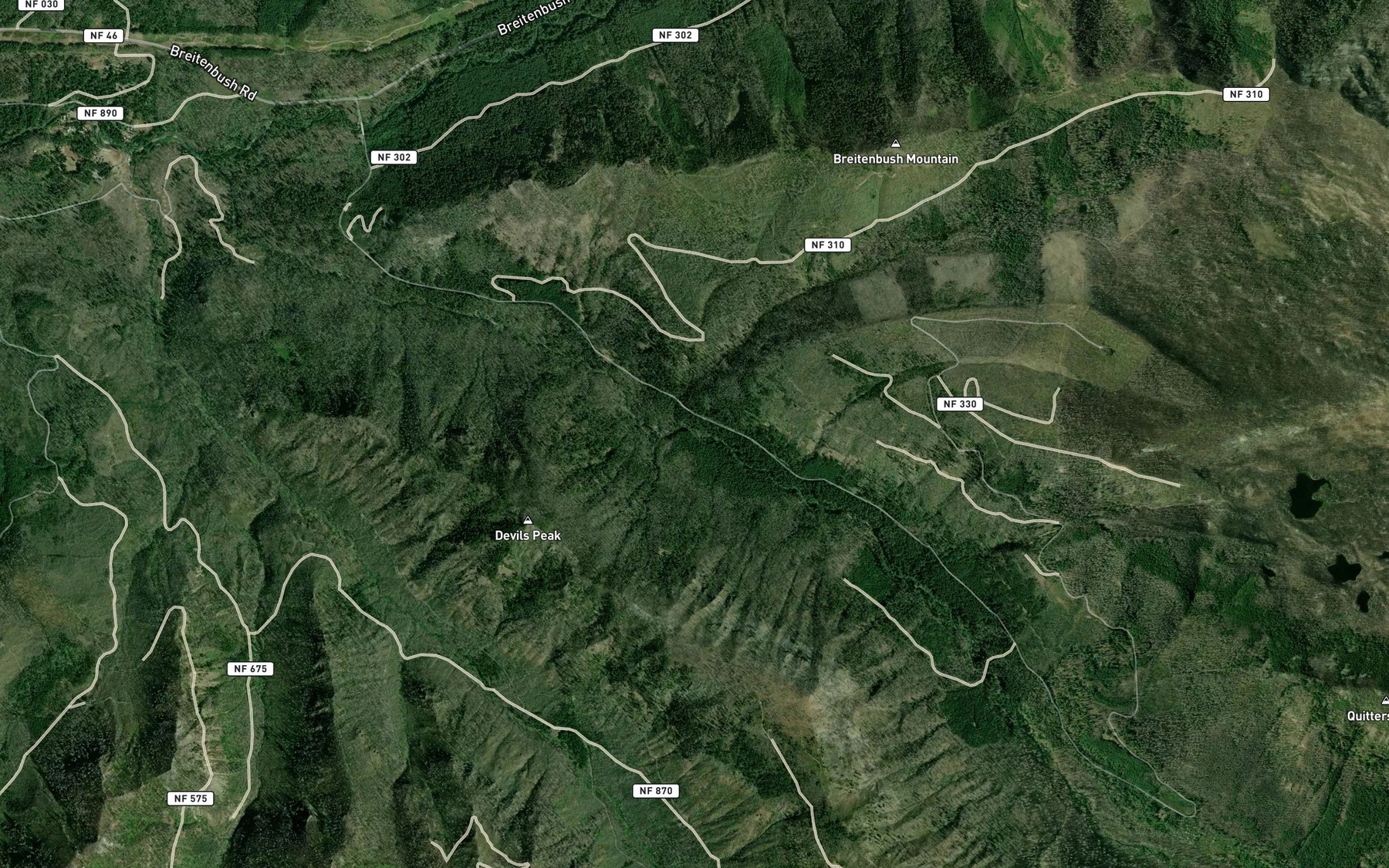Satellite map of the Roaring Creek