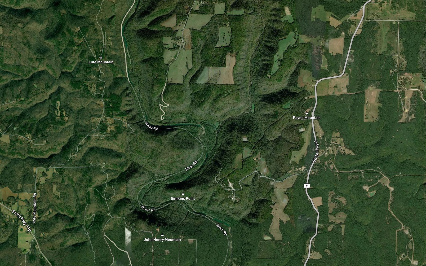 Satellite map of the Kinder Slough