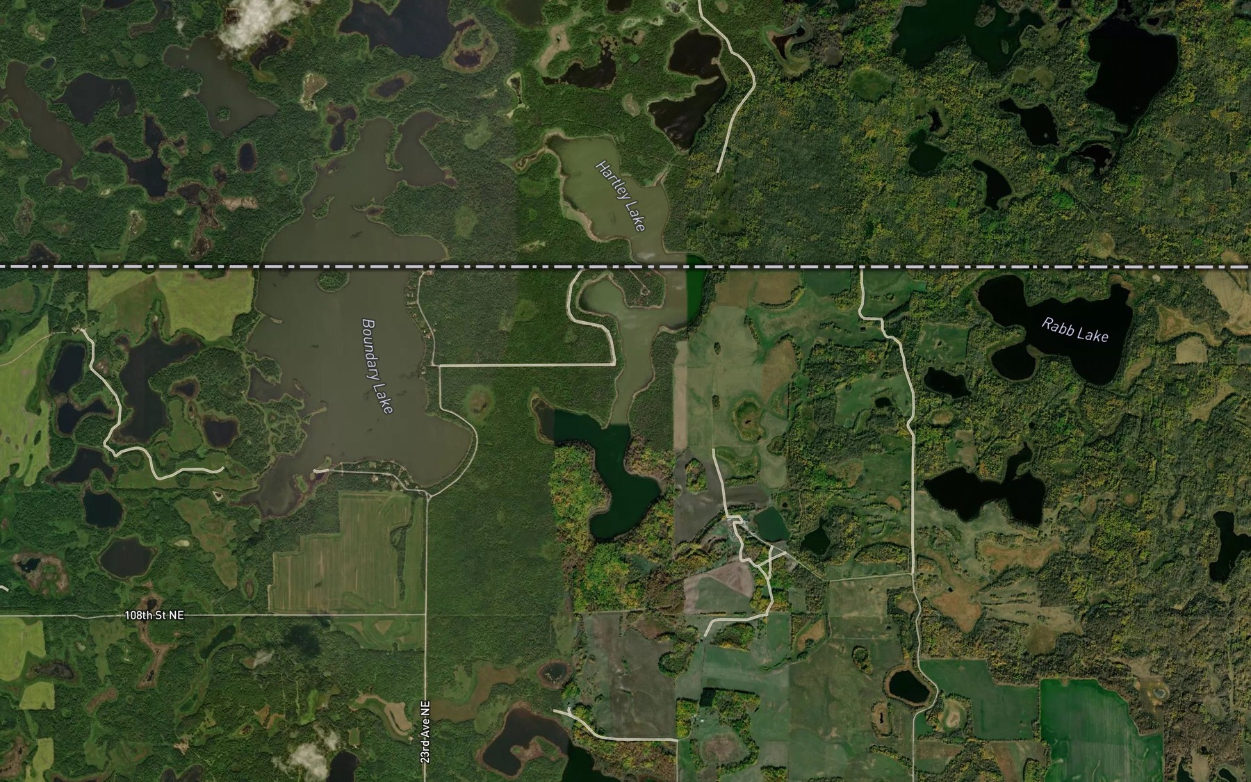 Satellite map of the Hartley Lake
