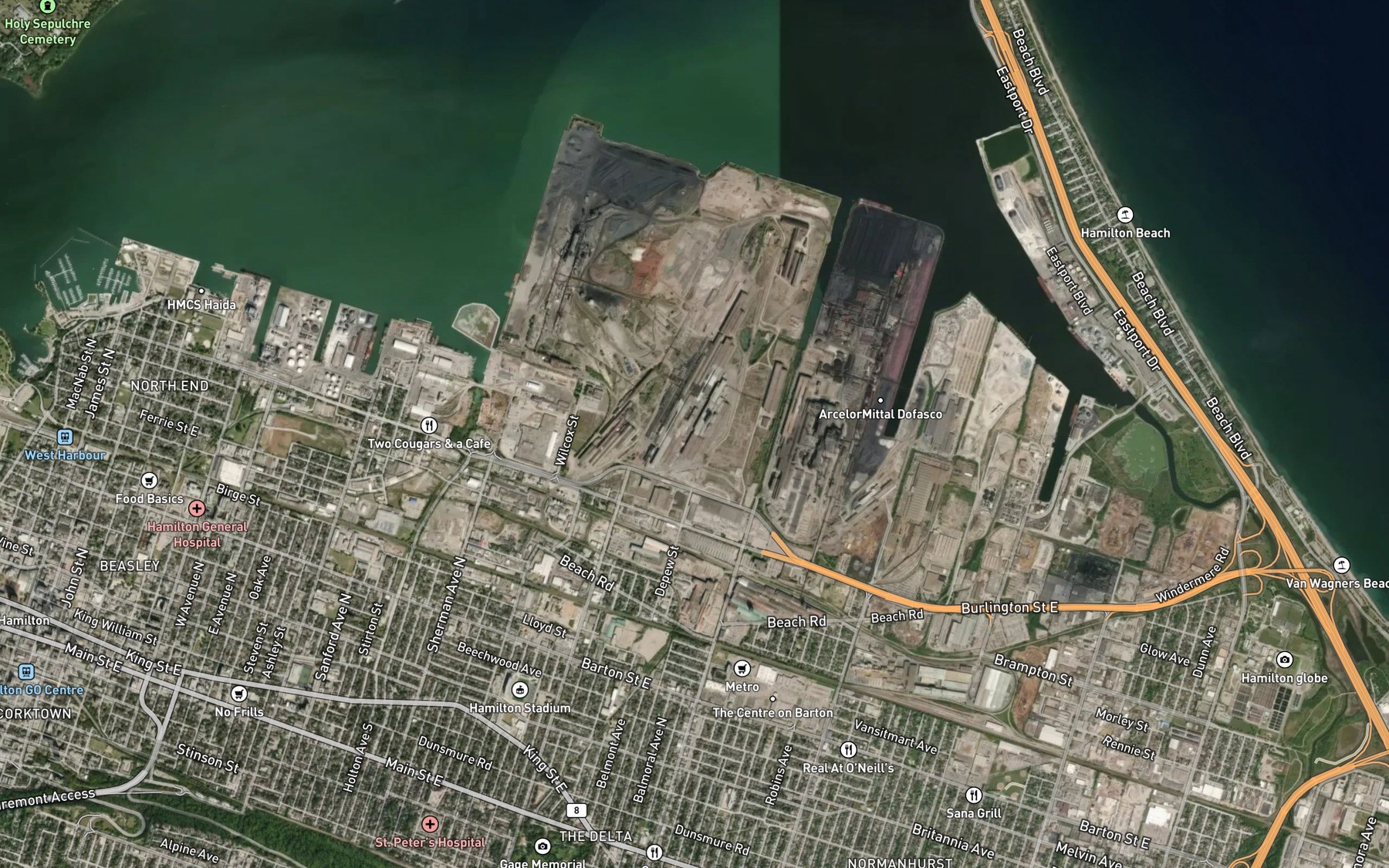 Satellite map of the Stipes Inlet