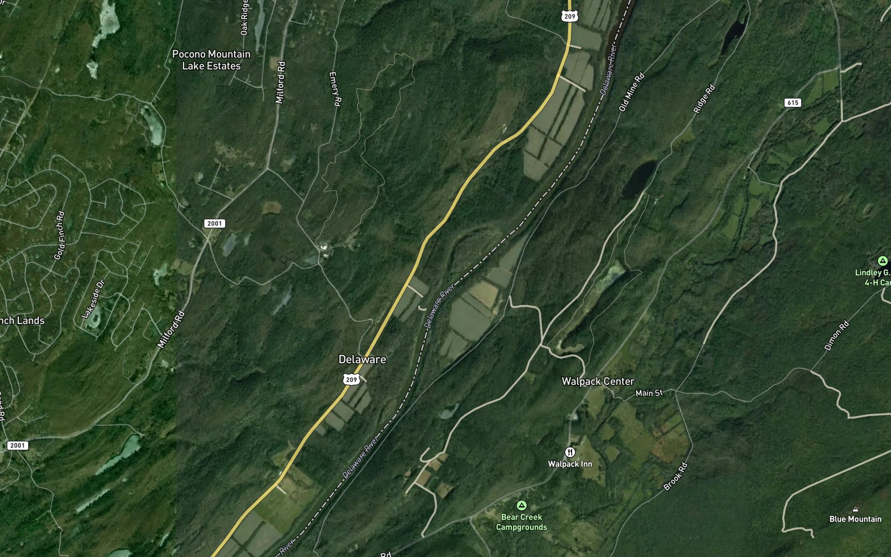 Satellite map of the Spackmans Creek