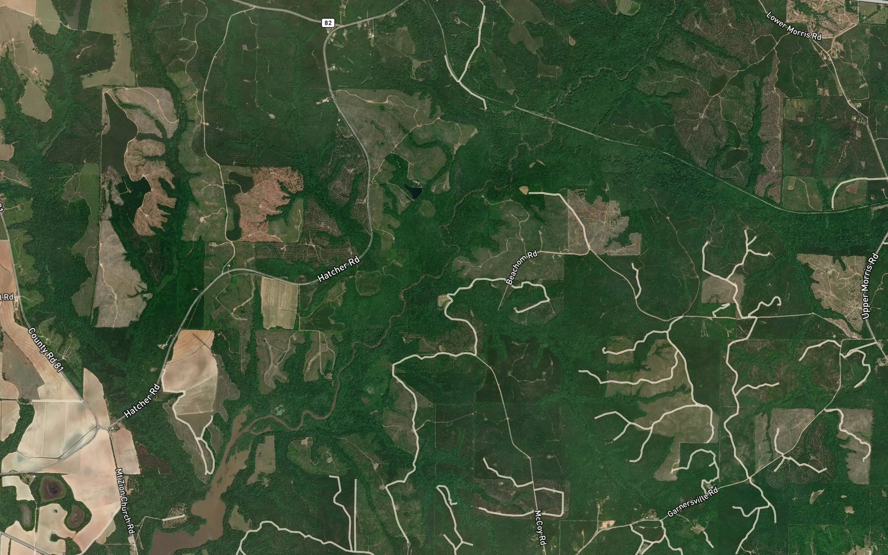 Satellite map of the Crooked Creek