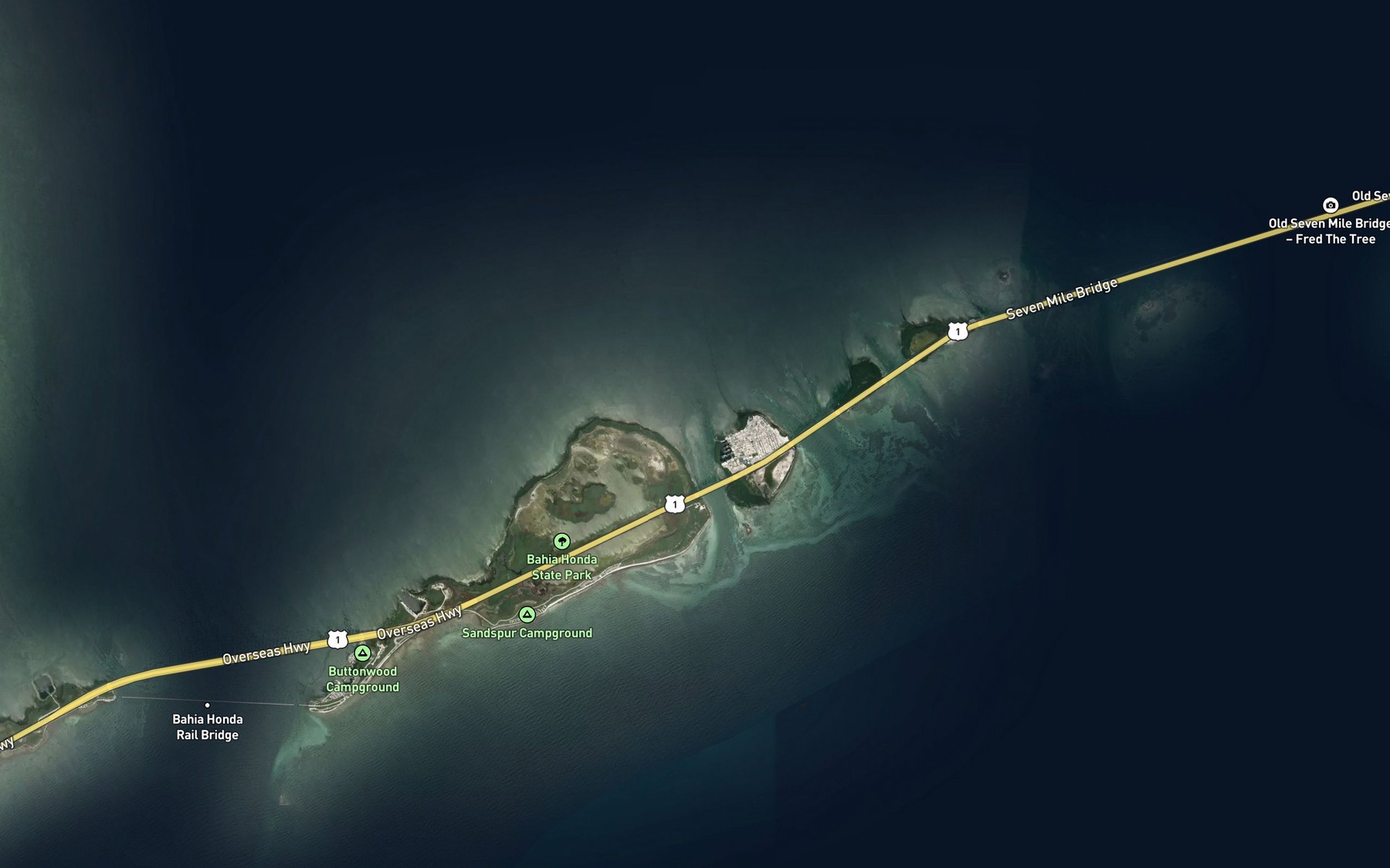 Satellite map of the Ohio Bahia Honda Channel