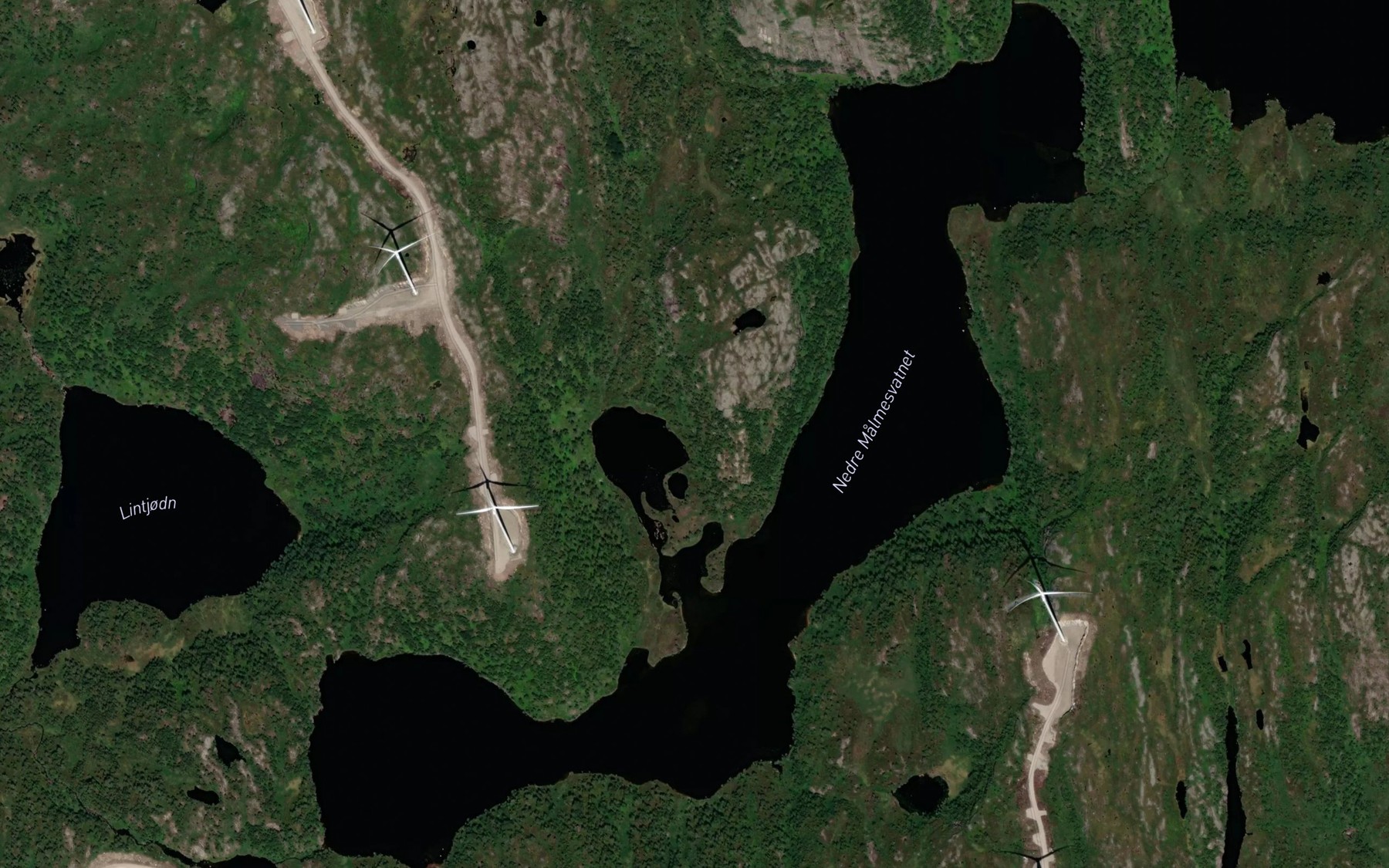Satellite map of the Malmevatnan,nedre