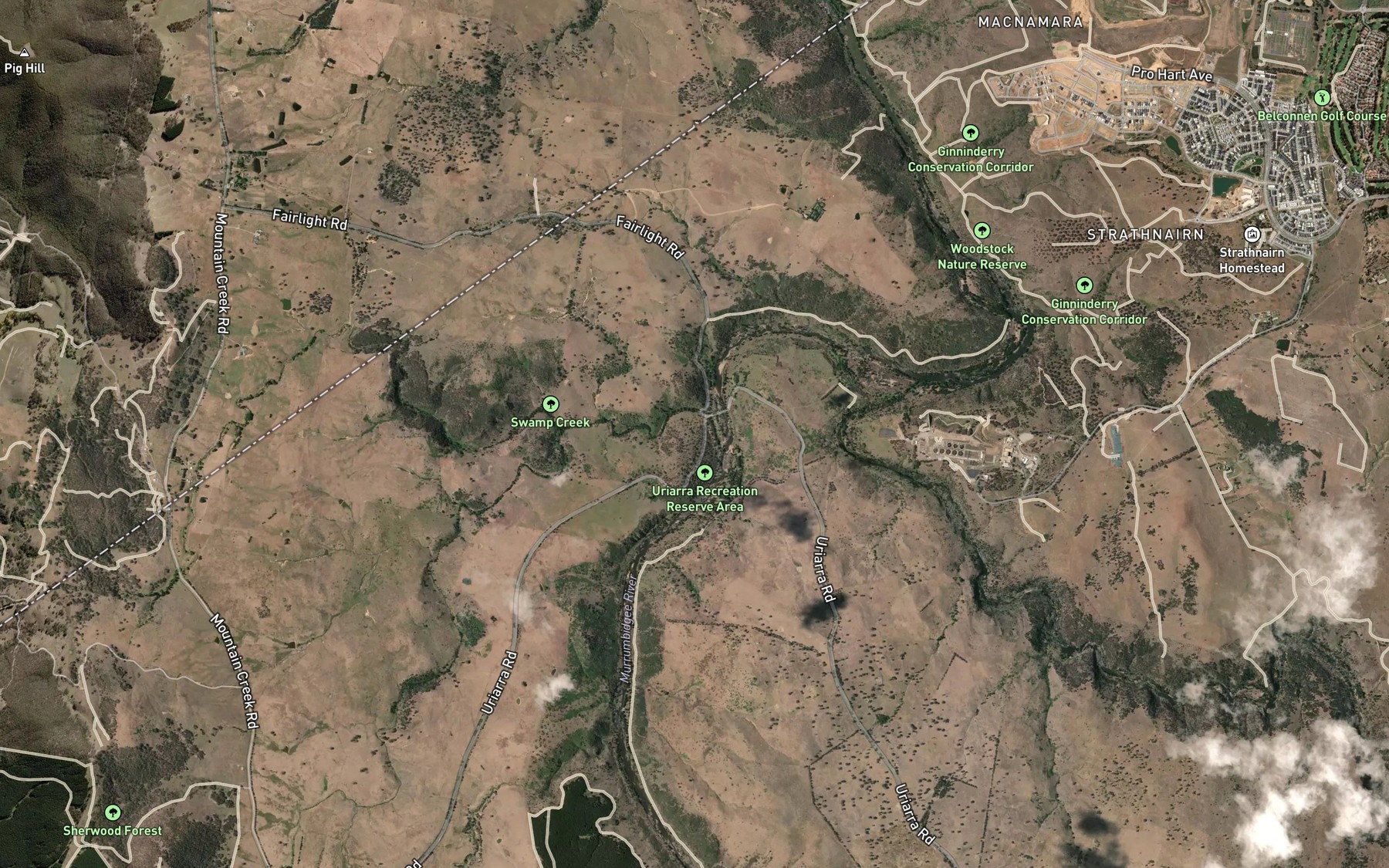 Satellite map of the Uriarra Creek