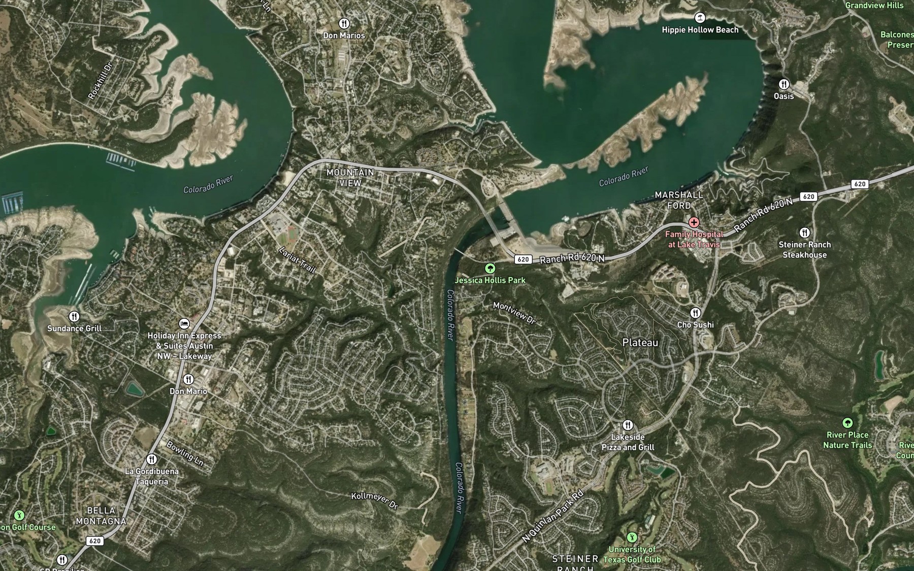 Satellite map of the Bear Creek