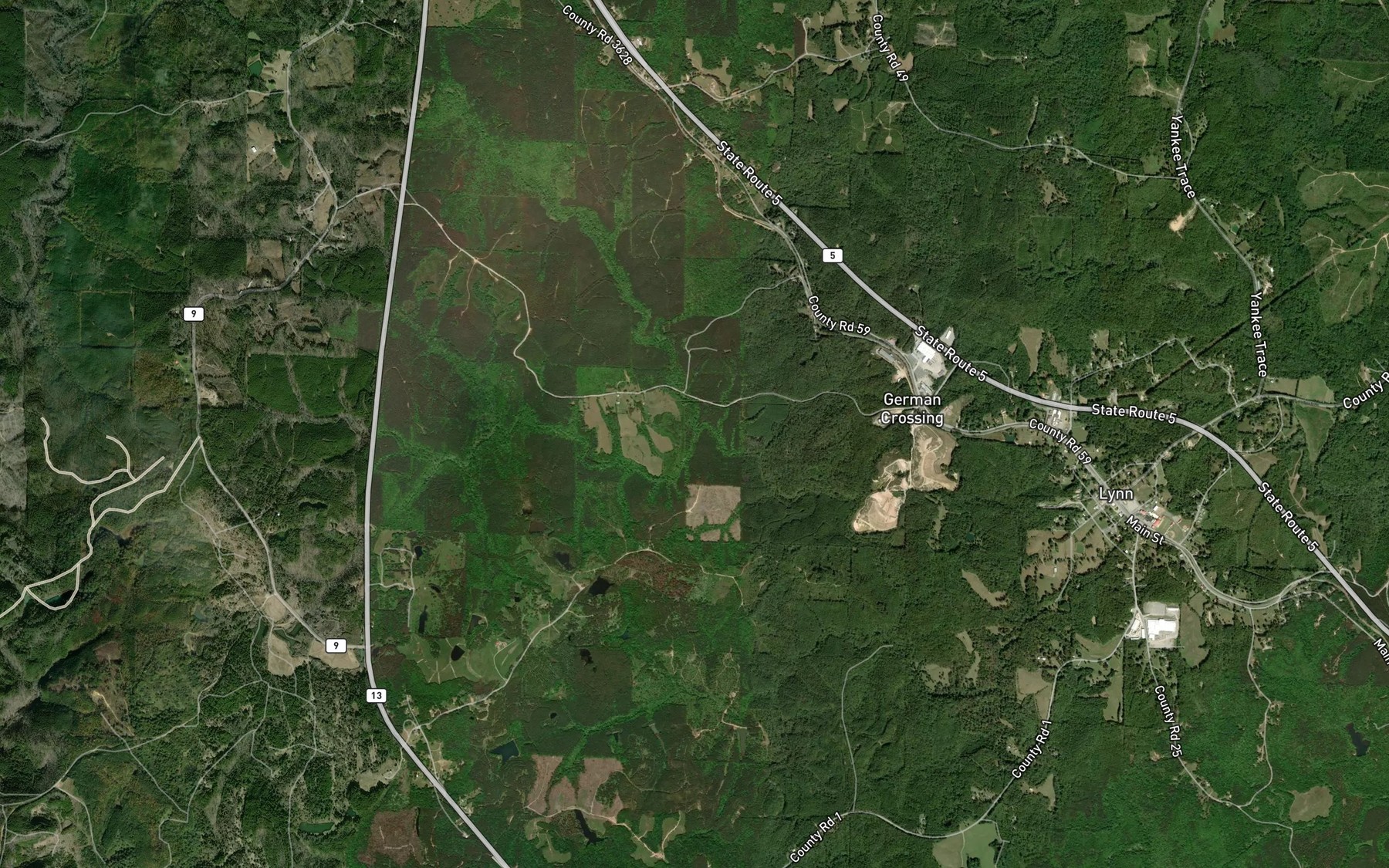Satellite map of the West Prong Blackwater Creek